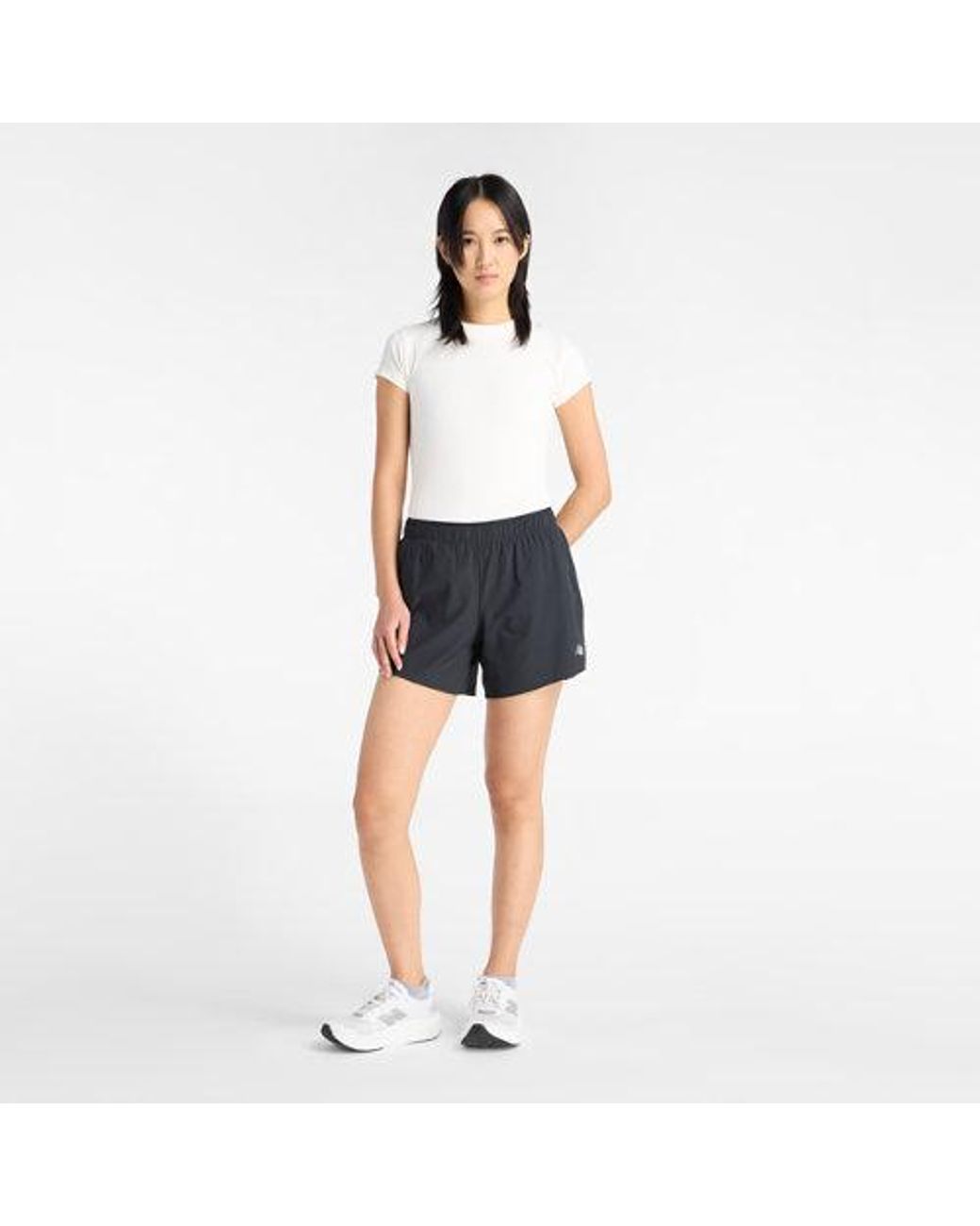 New Balance White Ribbed Fitted T-Shirt