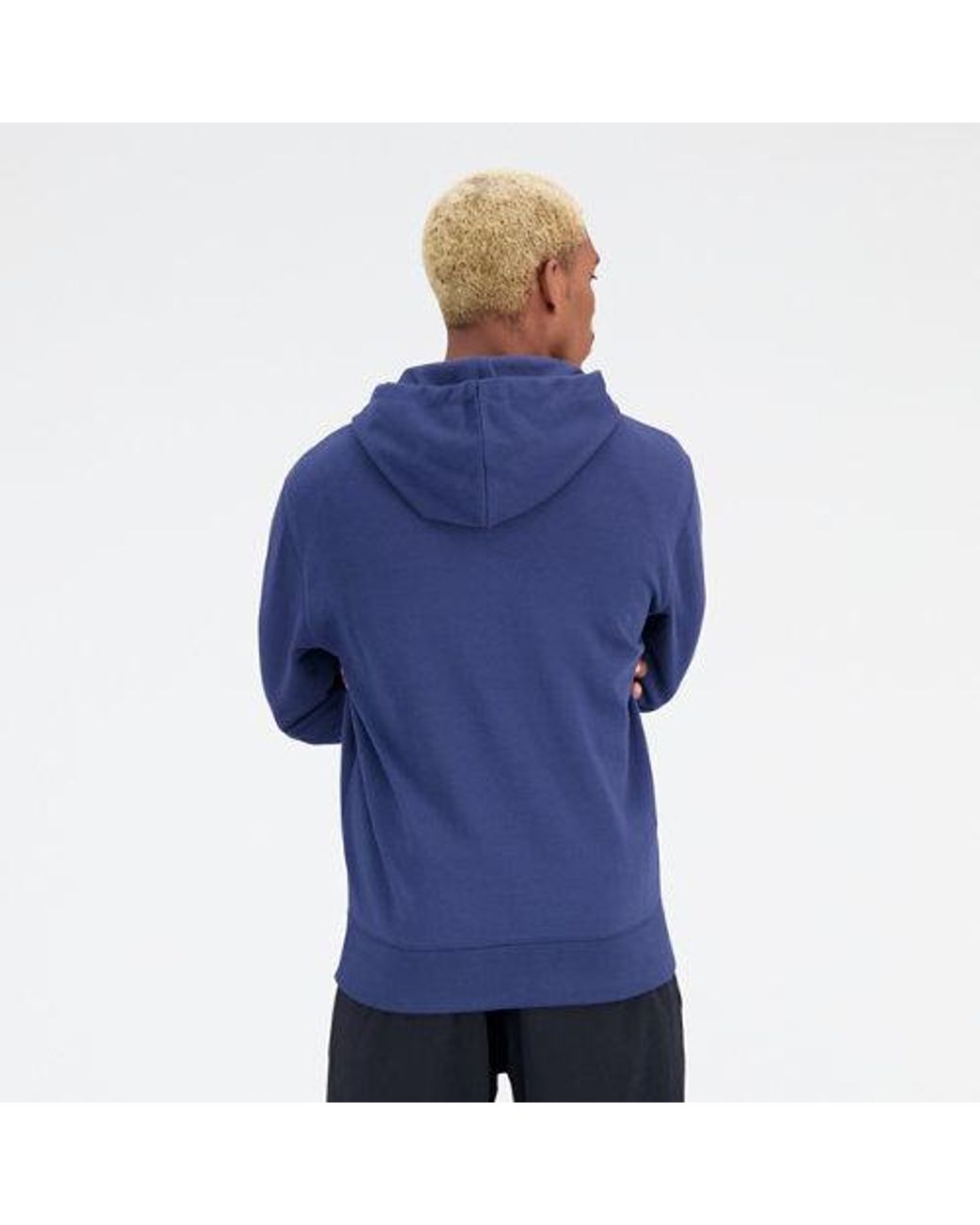 New Balance Essentials Stacked Logo French Terry Jacket In Blue Cotton Fleece for men