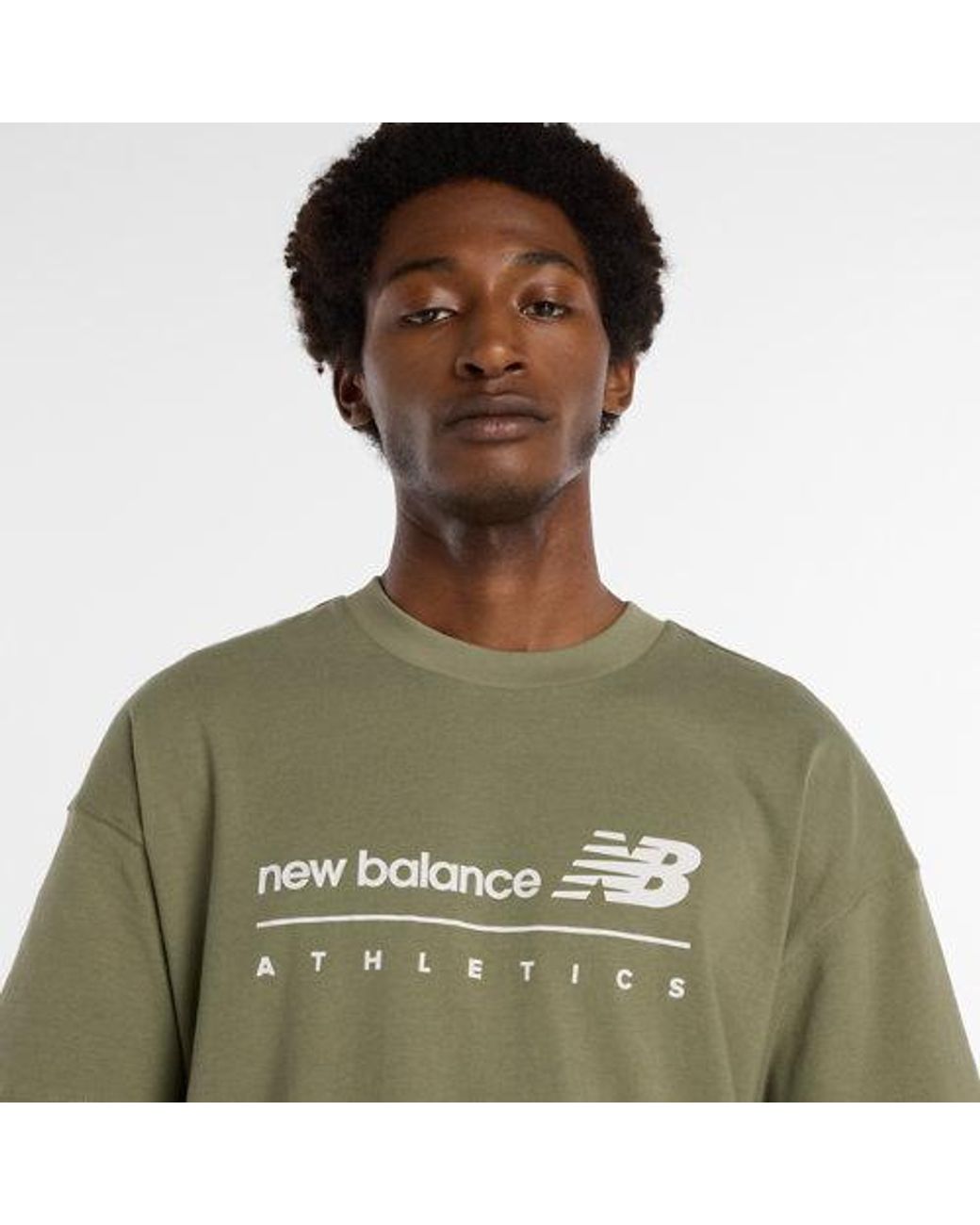New Balance Green Linear Graphic T-Shirt for men