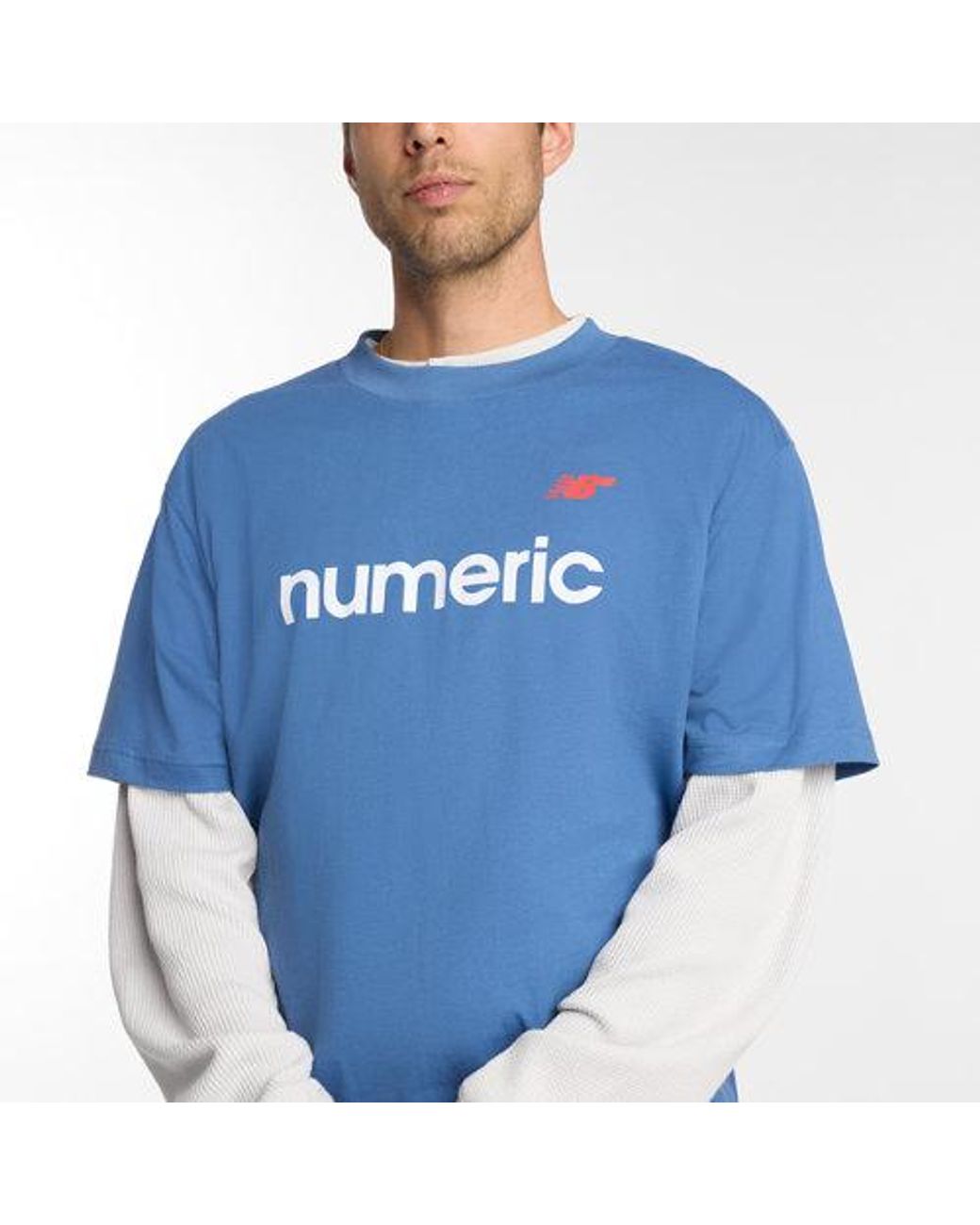 New Balance Blue Numeric Linear Logo T-Shirt for men