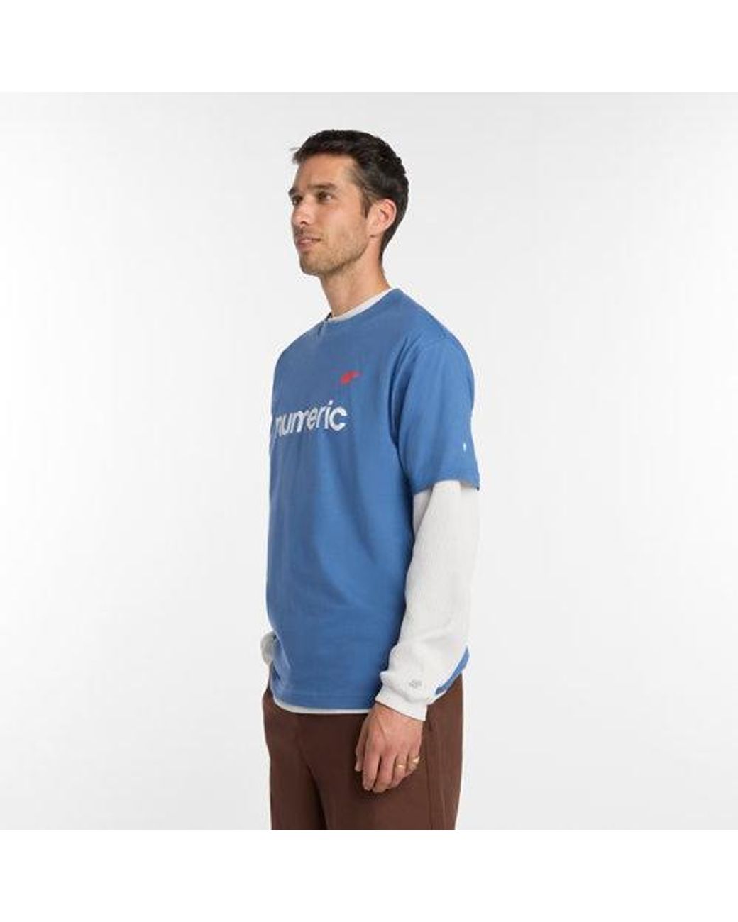 New Balance Blue Numeric Linear Logo T-Shirt for men