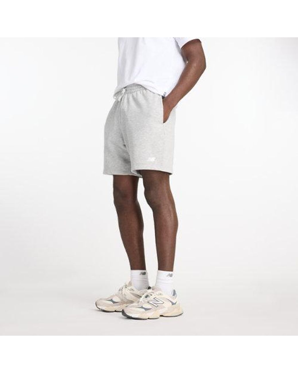 New Balance Sport Essentials French Terry Short 7" in het White voor heren