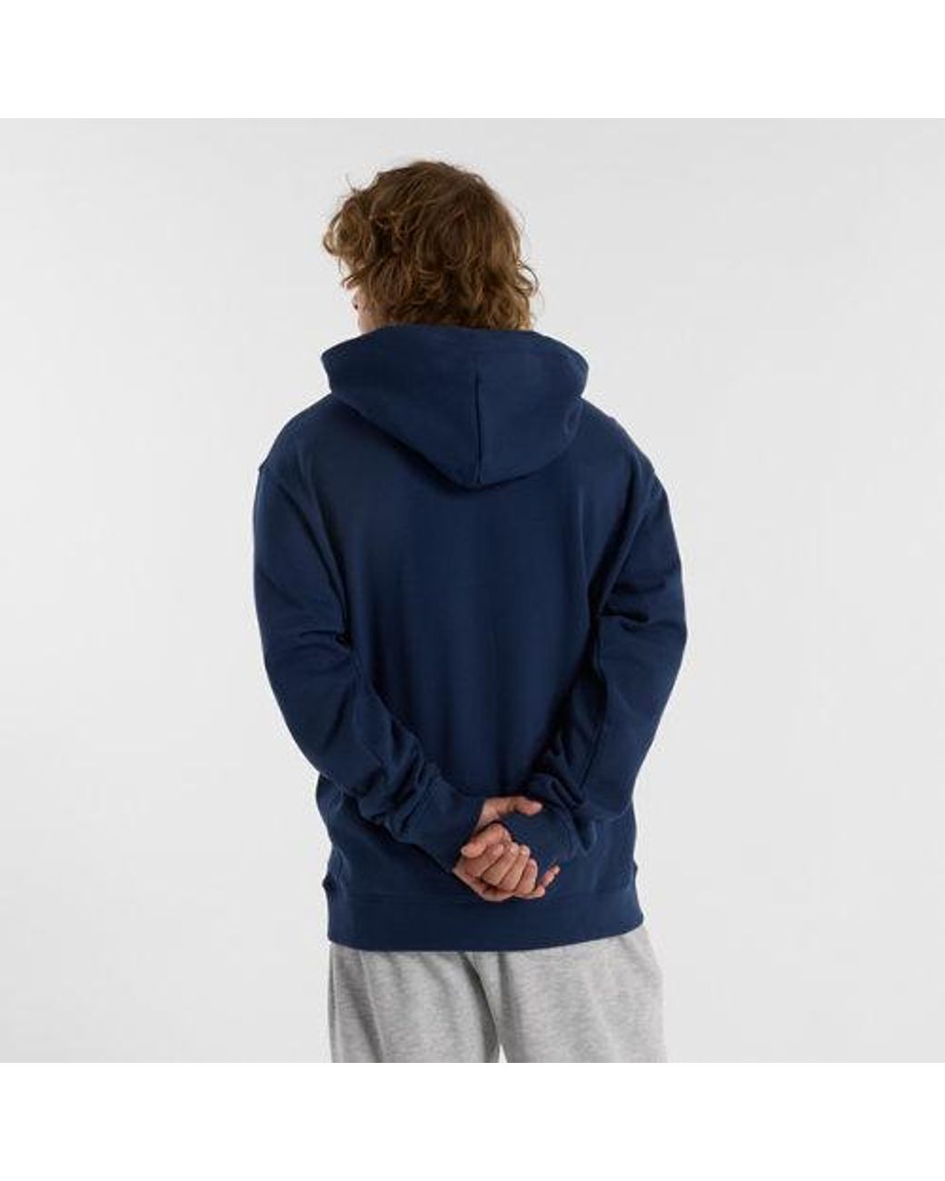 New Balance Blue Athletics French Terry Logo Hoodie for men