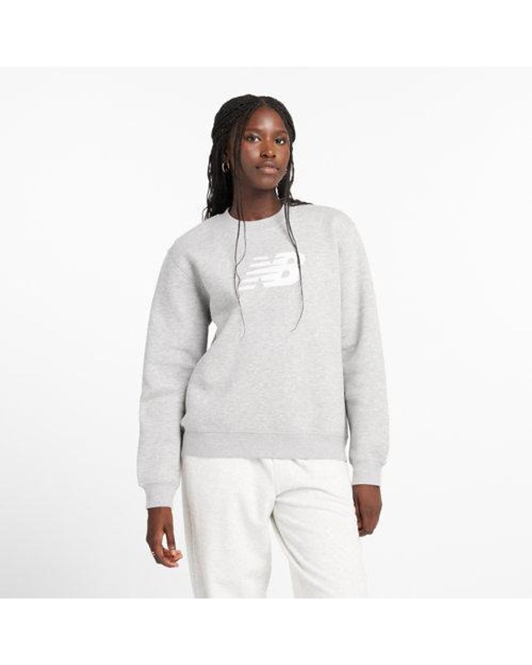 New Balance Gray Sport Fleece Logo Crew