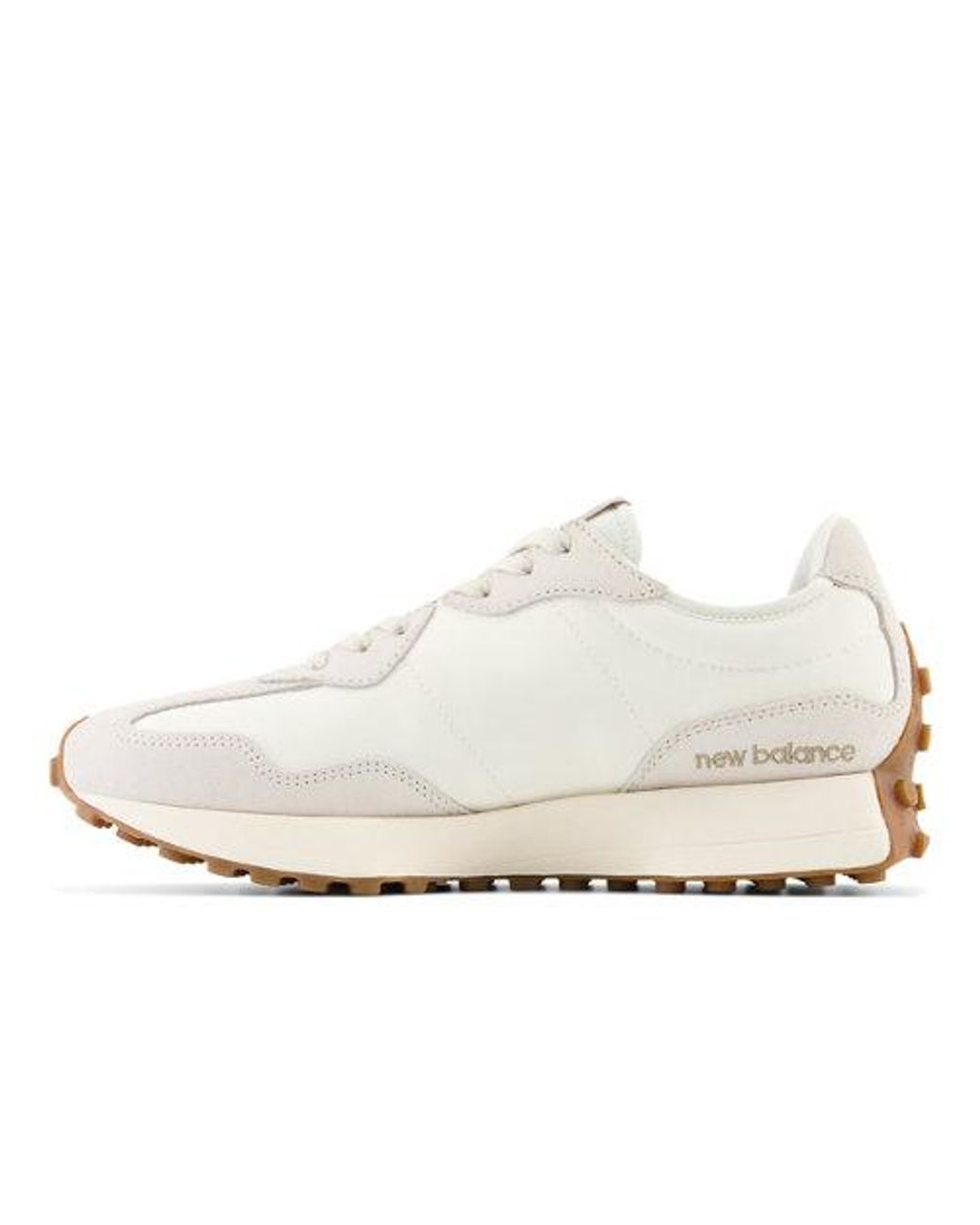 New Balance White 327 In Beige/brown Suede/mesh