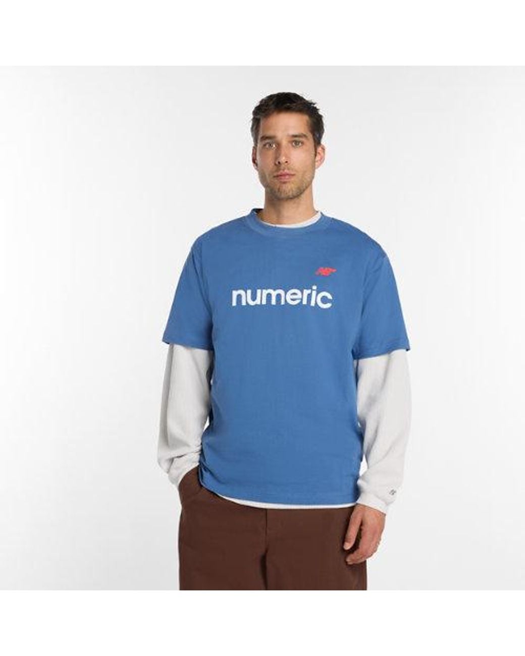 New Balance Blue Numeric Linear Logo T-Shirt for men