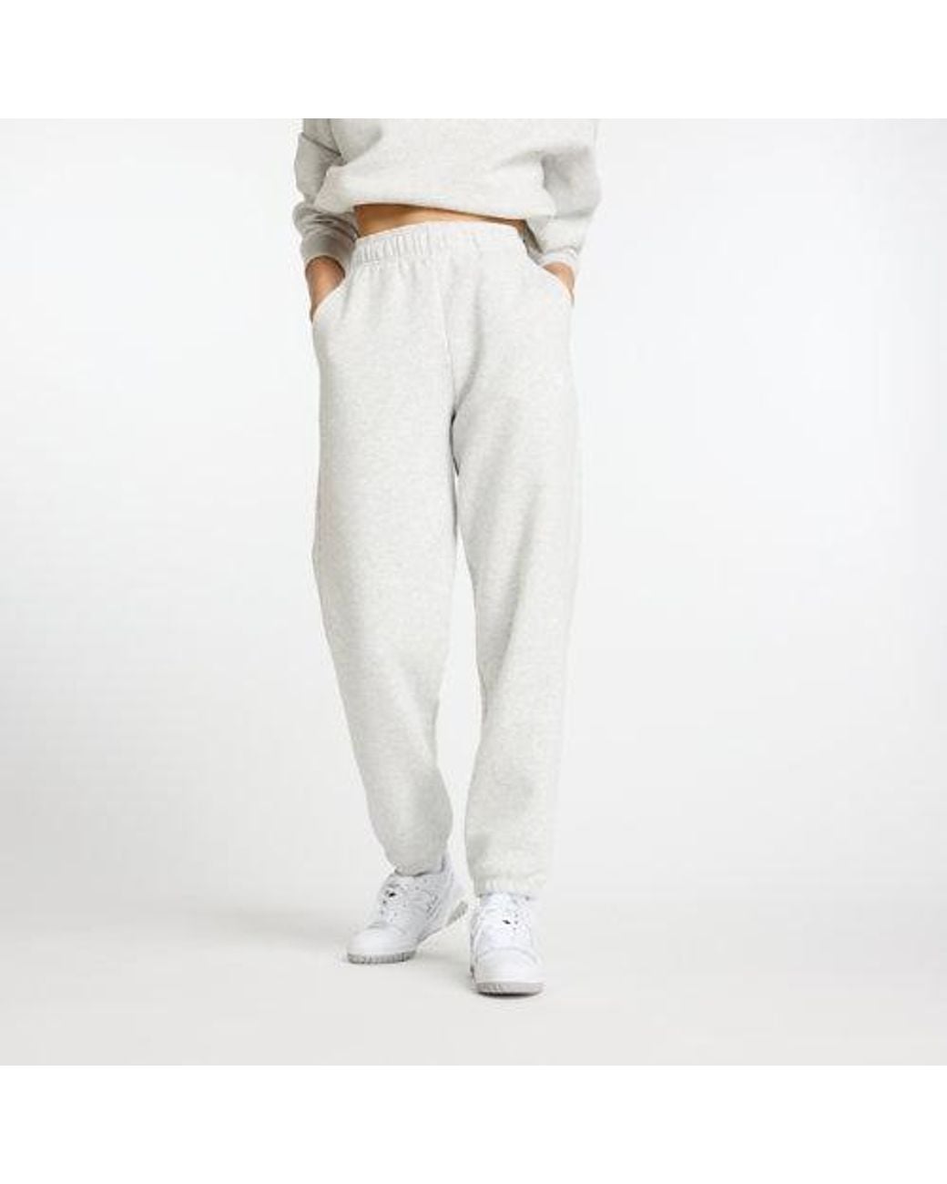 New Balance White Sport Essentials Fleece Jogger