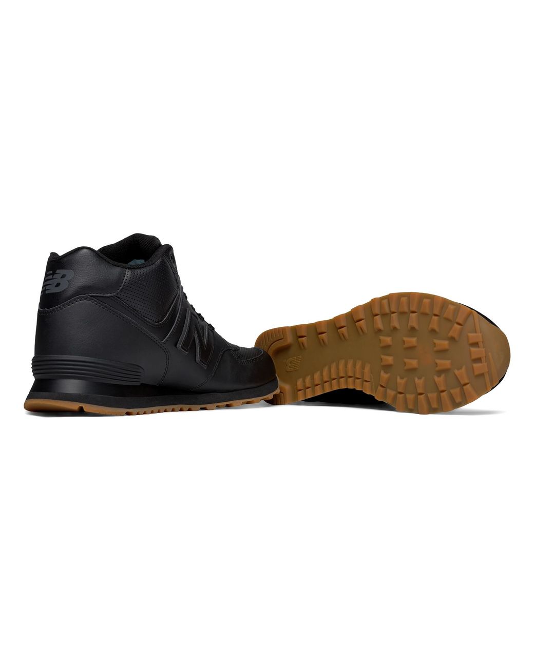 New Balance 574 Mid-cut Leather in Black for Men | Lyst
