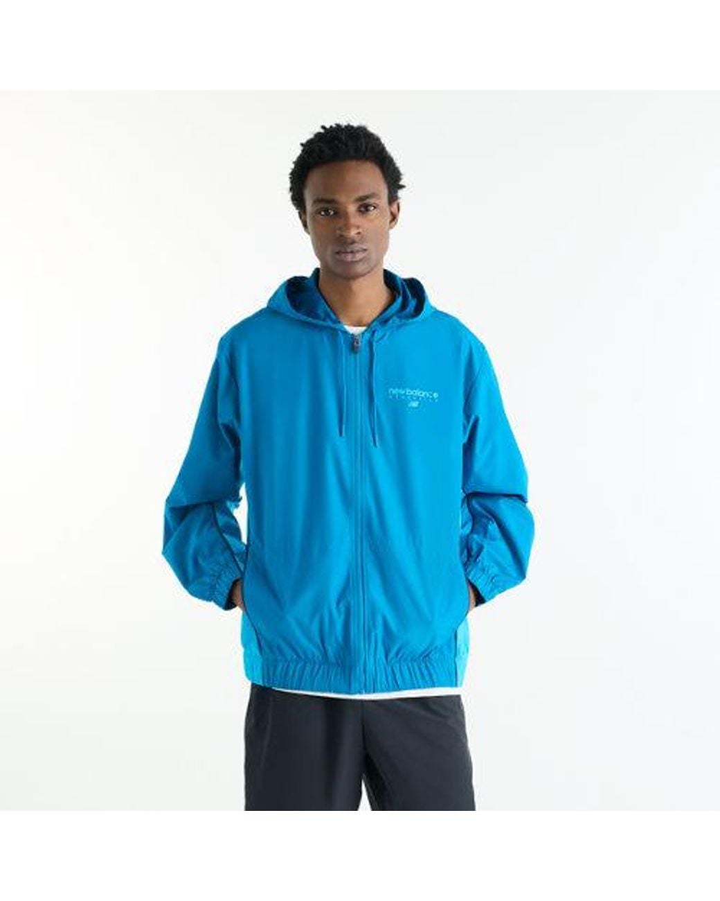 New Balance Blue Sport Linear Graphic Woven Jacket for men