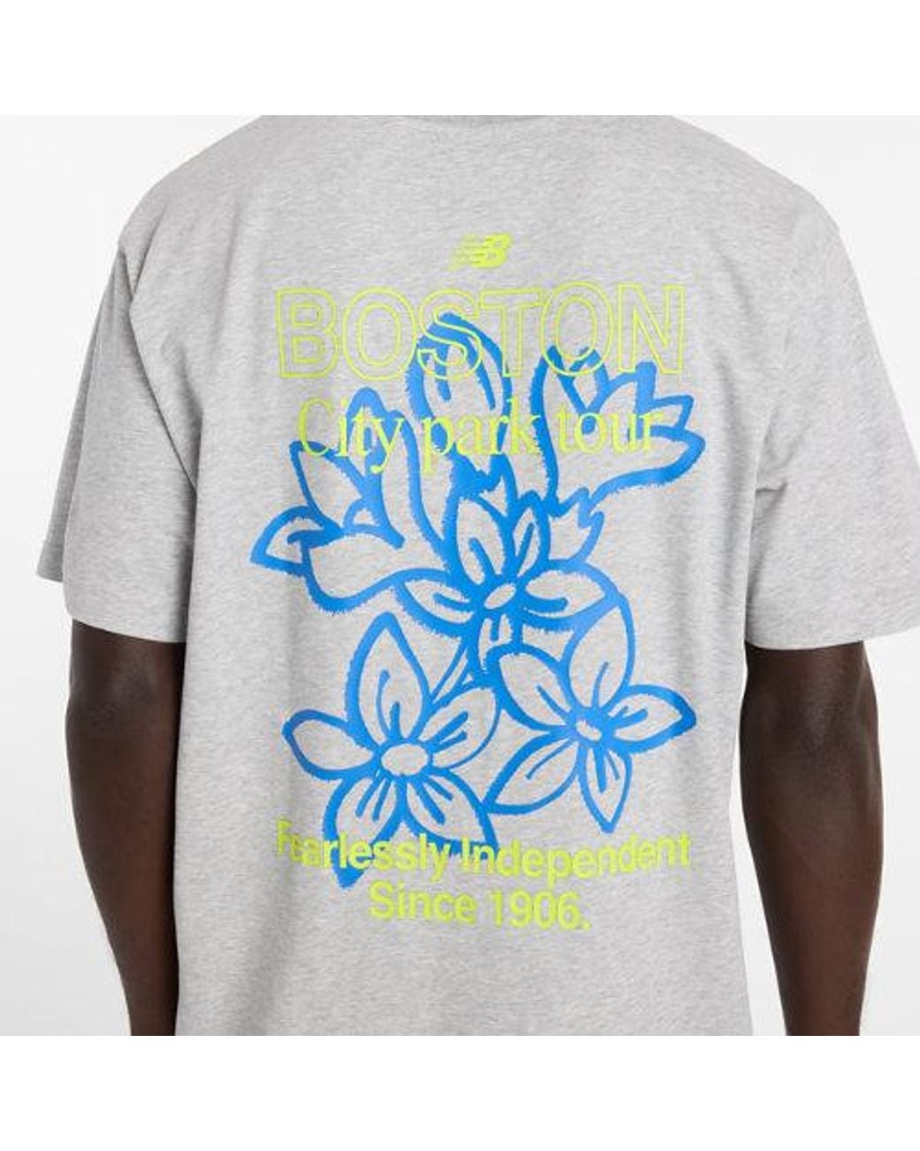New Balance Gray Boston City Run T-Shirt for men