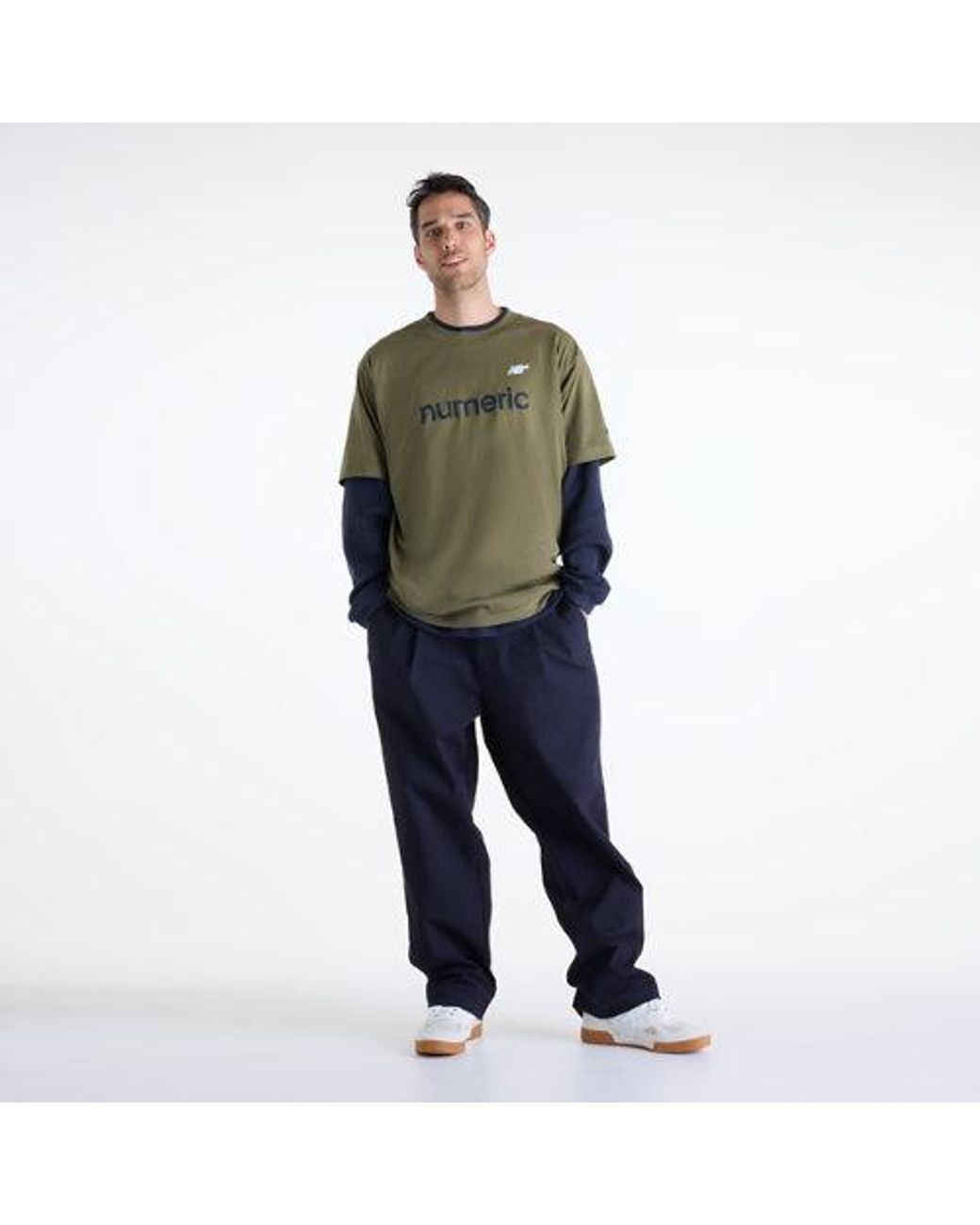 New Balance Green Numeric Linear Logo T-Shirt for men