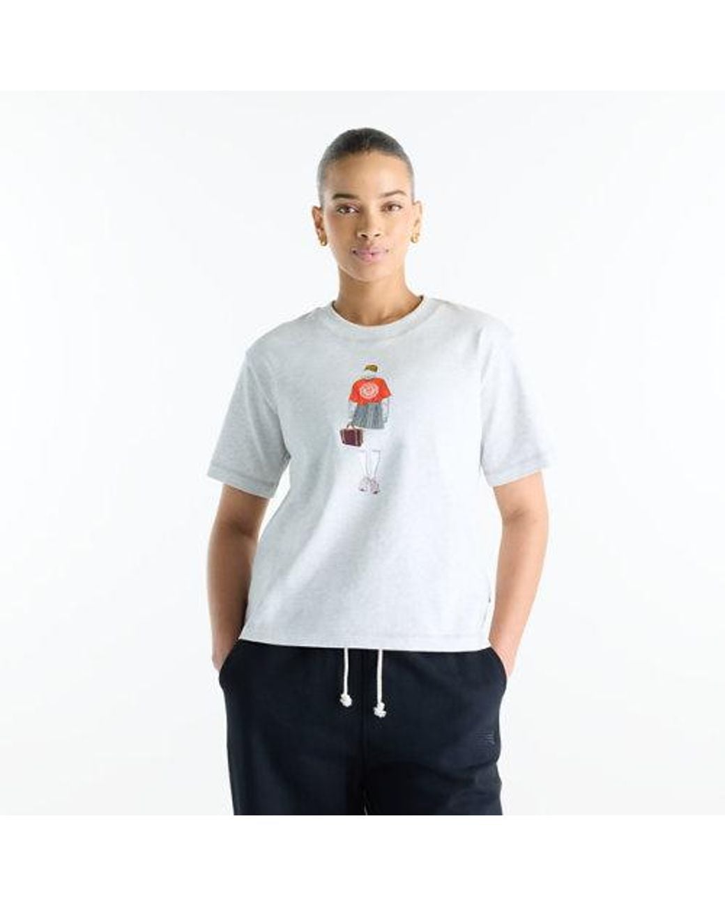 New Balance White Varsity Scholar Relaxed Hip T-Shirt