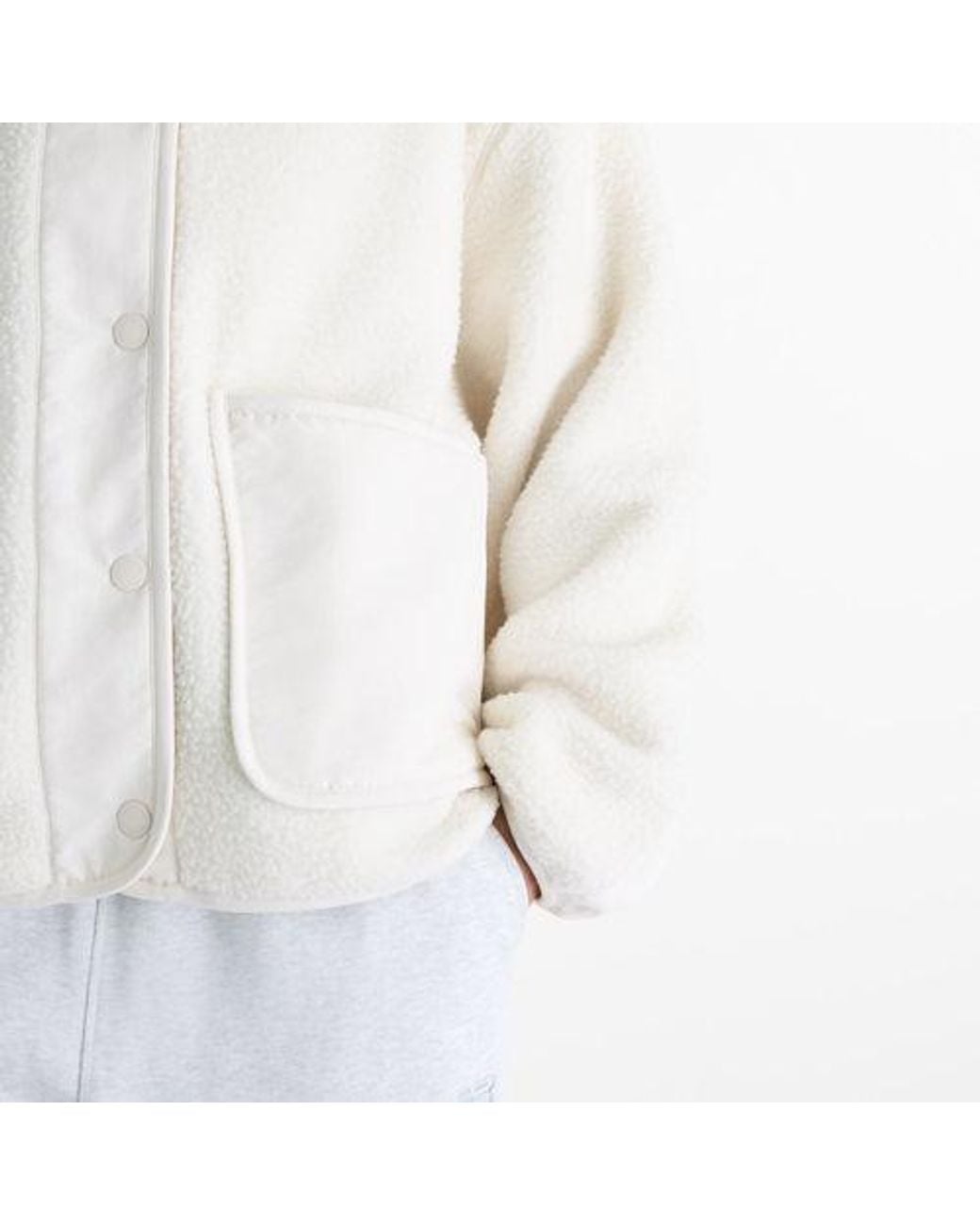 New Balance White High Pile Fleece Jacket