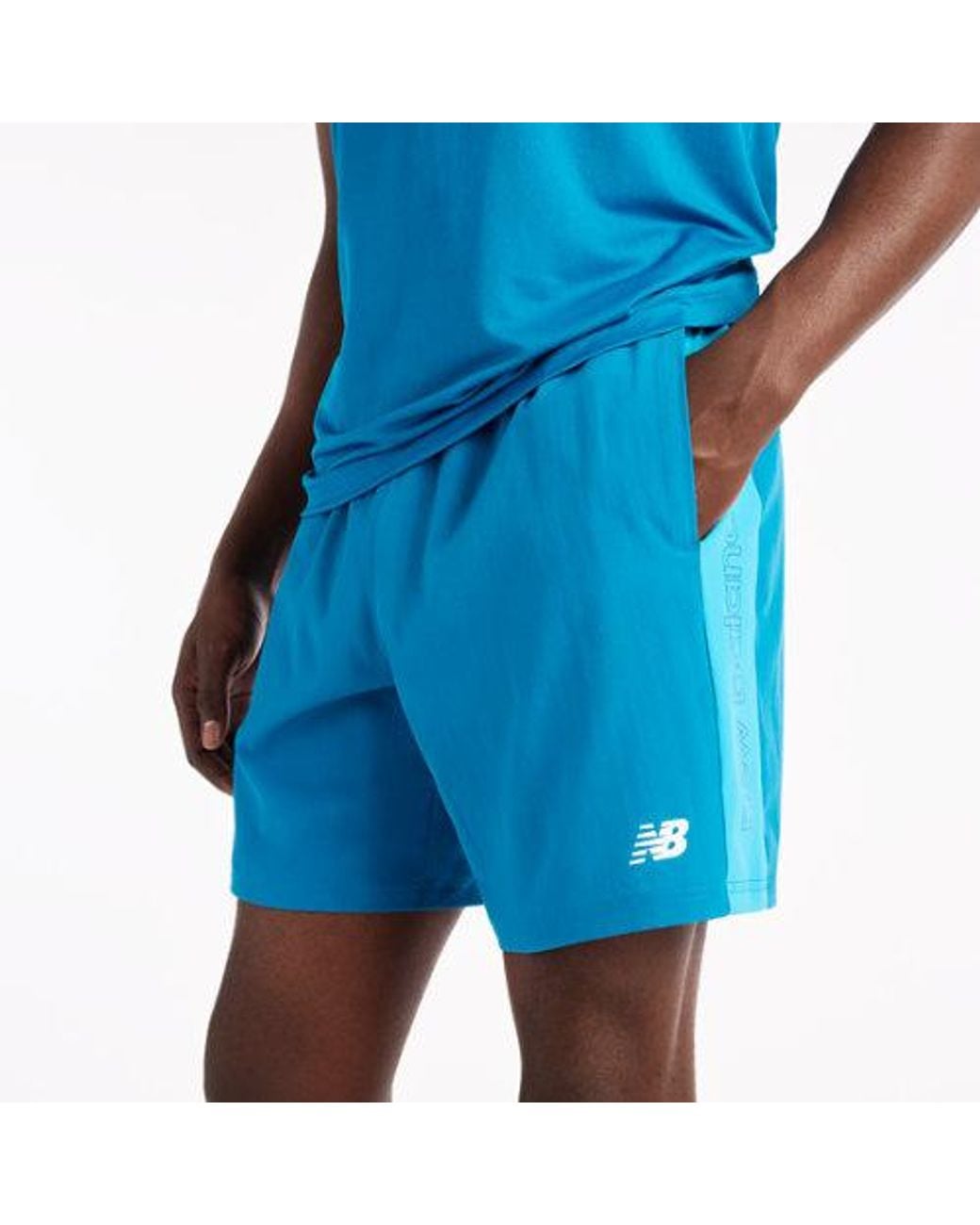 New Balance Blue Sport Unlined Brand Graphic Short 7" for men