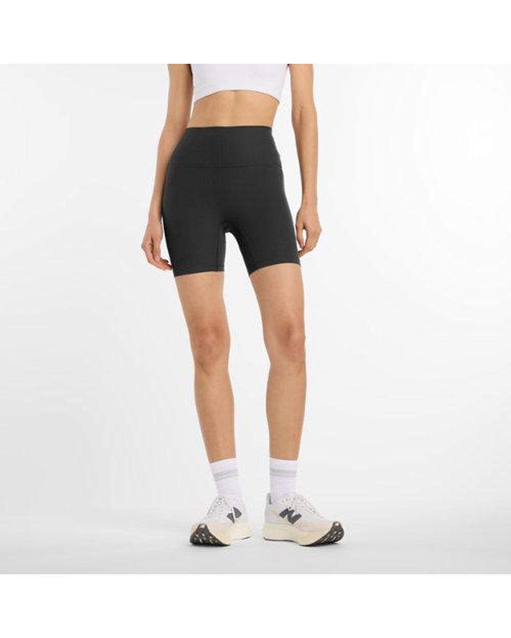 New Balance Blue Ribbed High Rise Short 6"