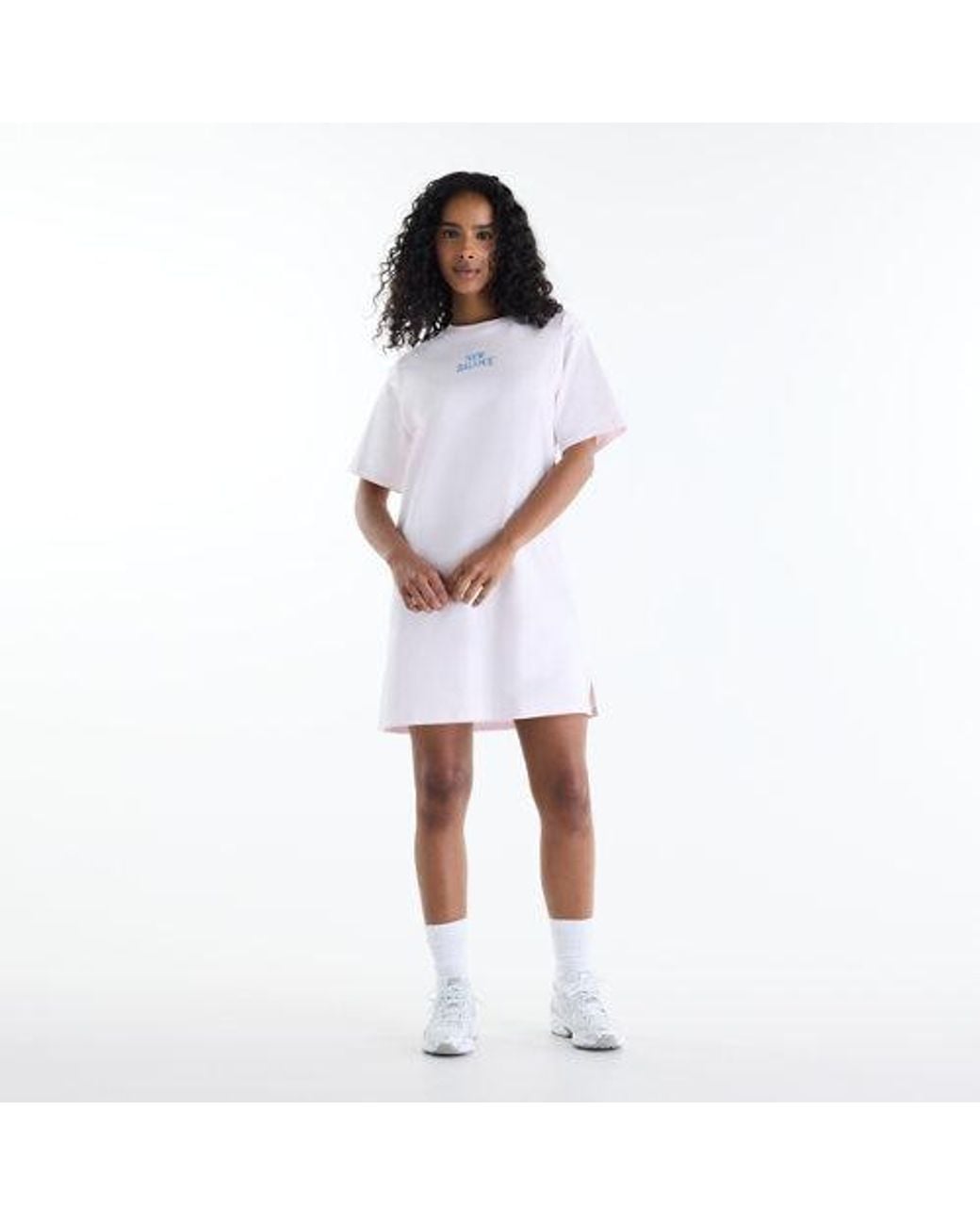 New Balance White Sport Linear Graphic T-Shirt Dress
