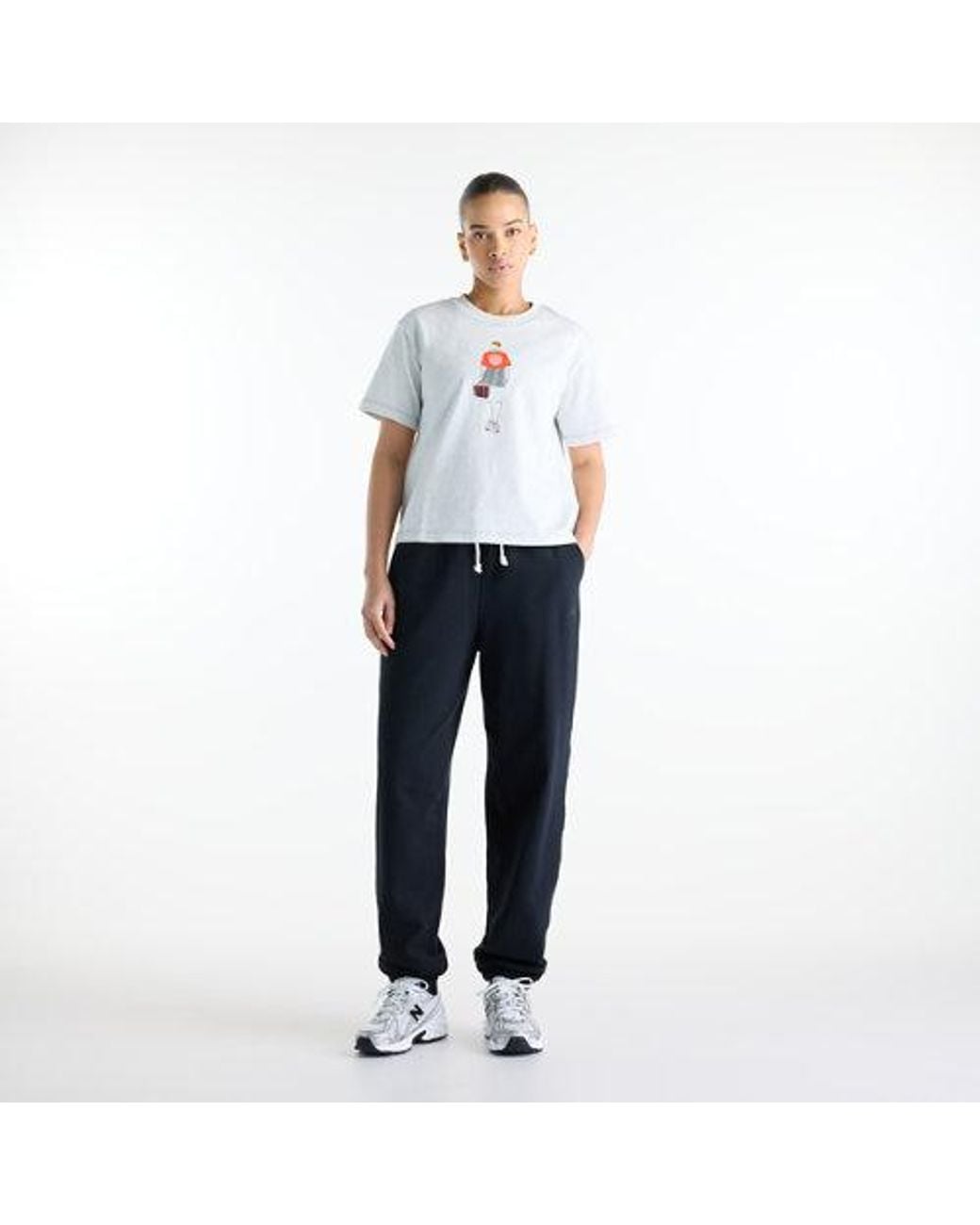 New Balance White Varsity Scholar Relaxed Hip T-Shirt