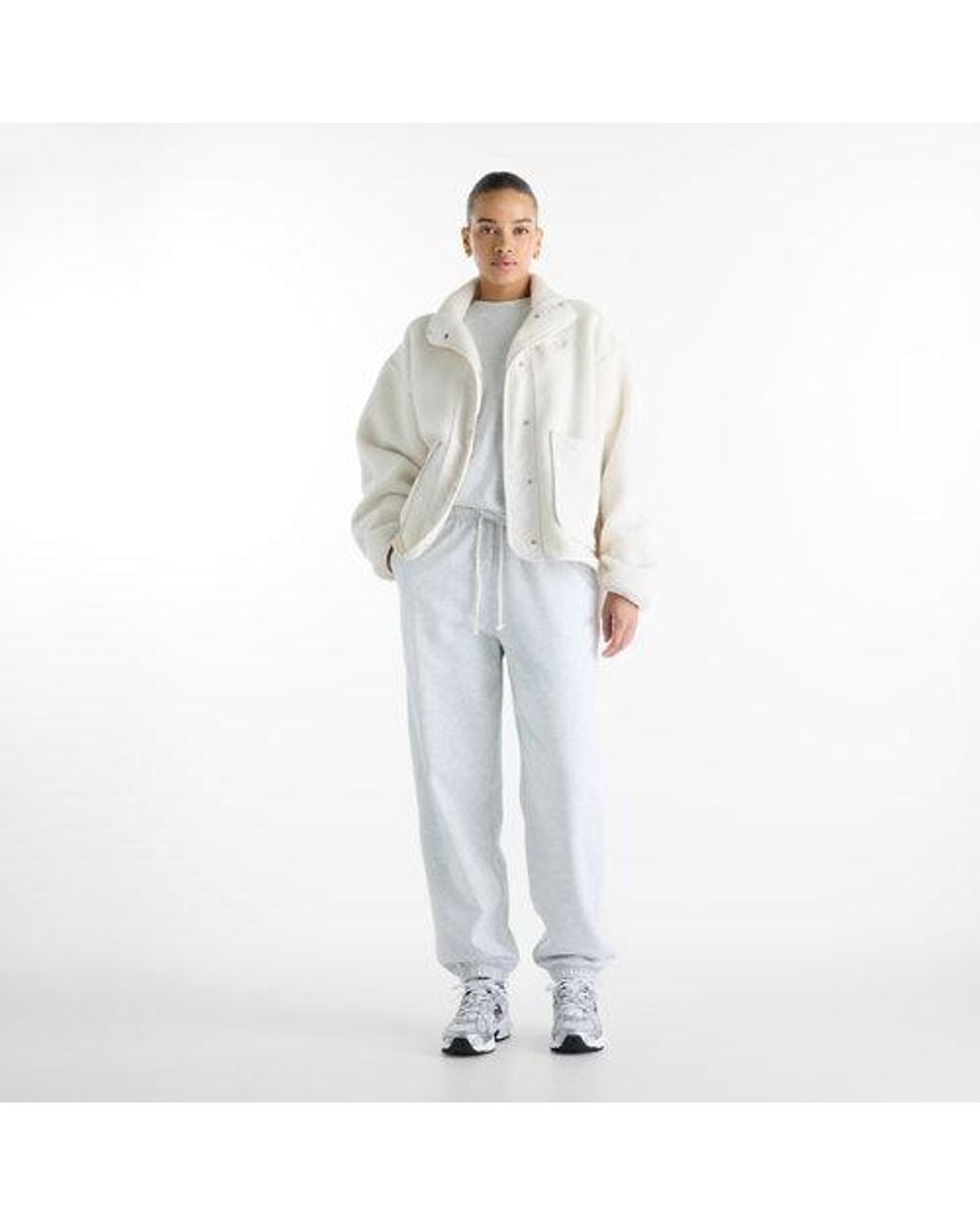New Balance White High Pile Fleece Jacket