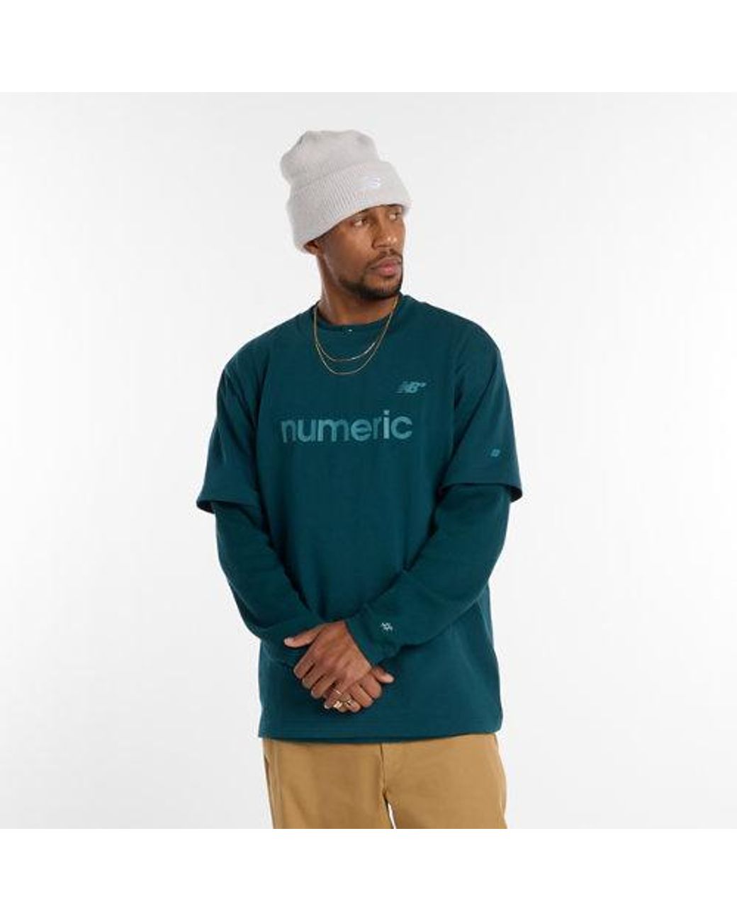 New Balance Green Numeric Cotton T-Shirt for men