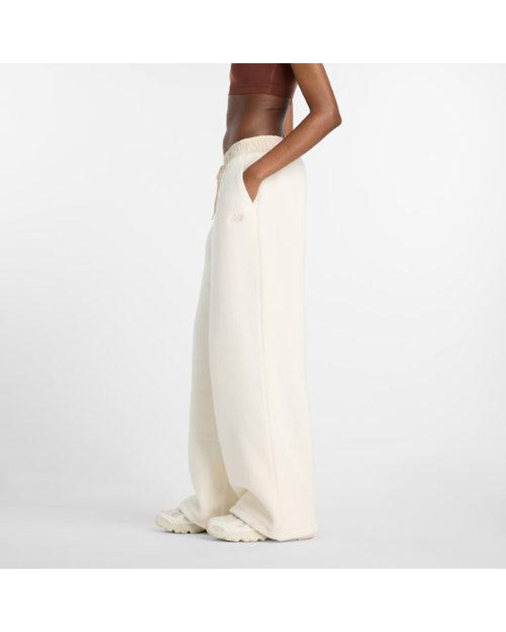 New Balance White High Pile Fleece Pant