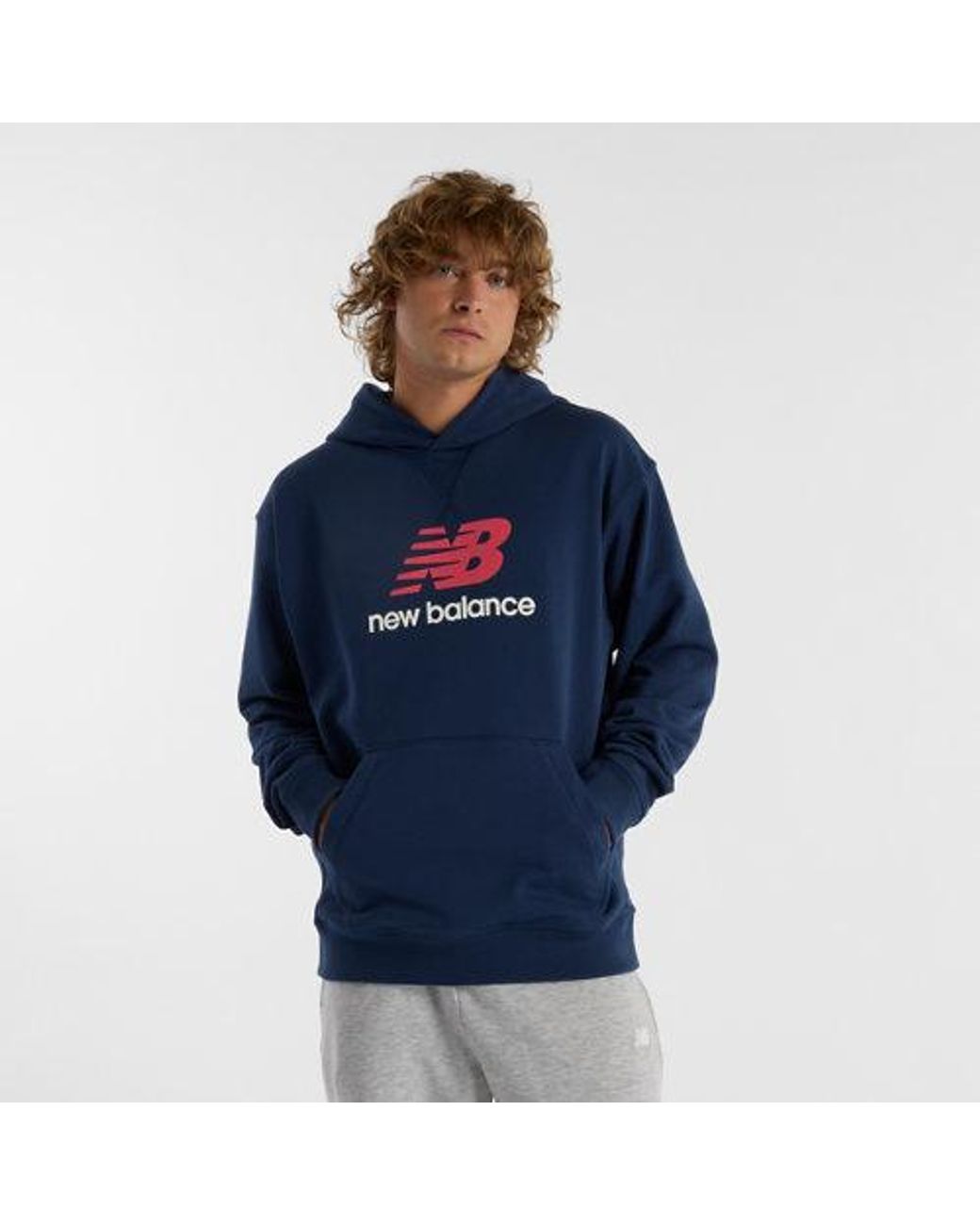 New Balance Blue Athletics French Terry Logo Hoodie for men