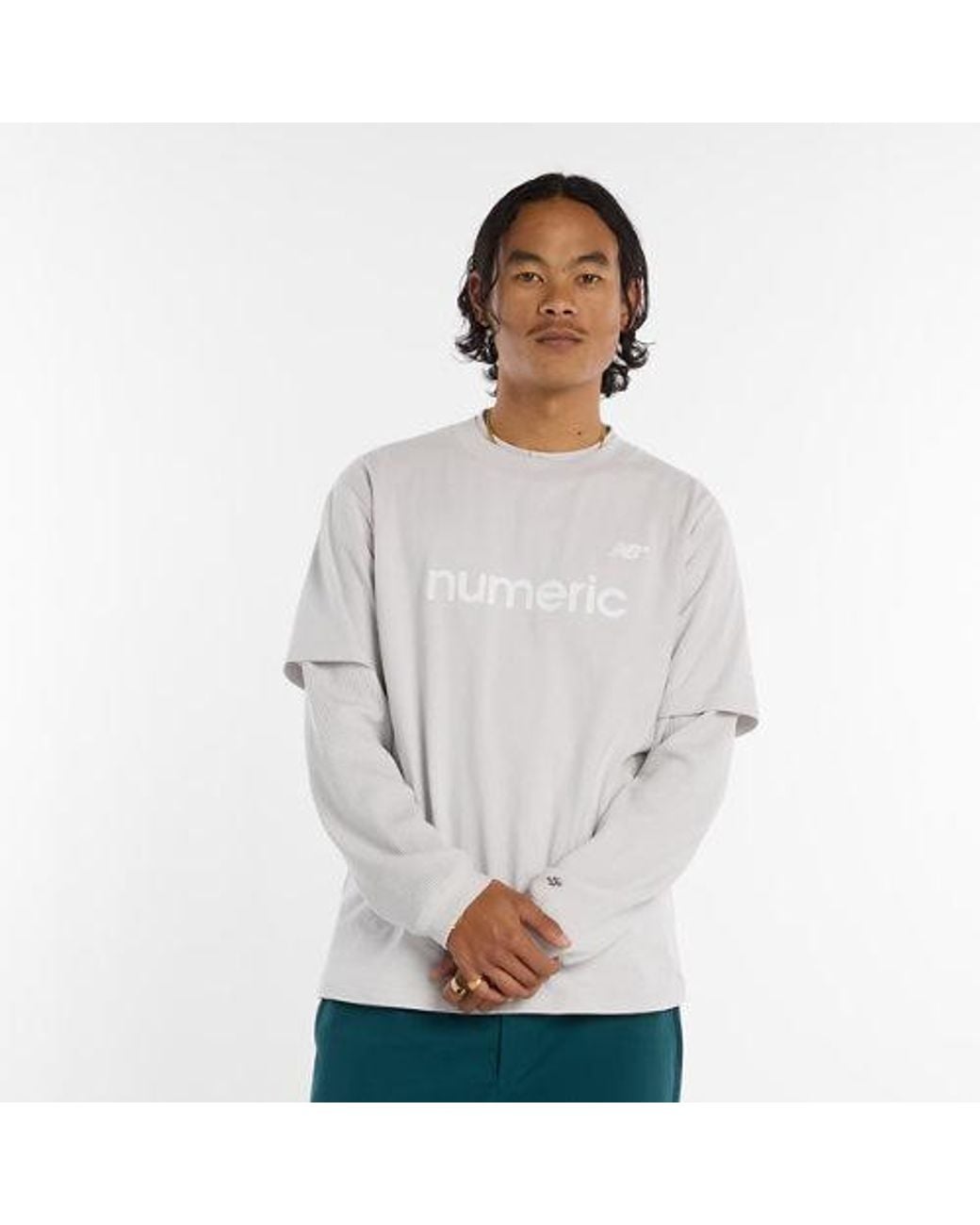 New Balance Gray Numeric Cotton T-Shirt for men