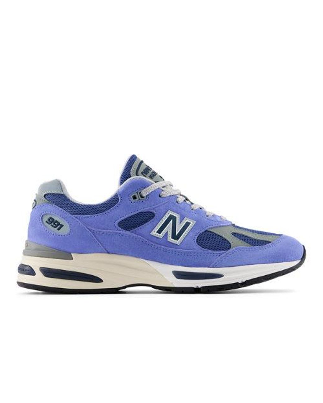 New Balance Blue Sneakers 991V2 Leather And Mesh Trainers
