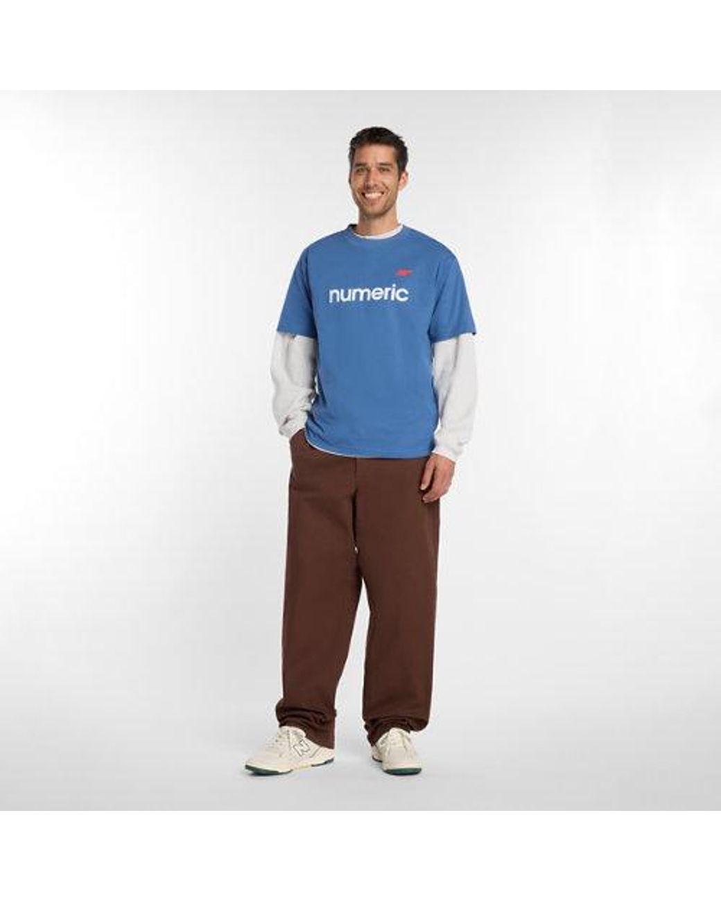 New Balance Blue Numeric Linear Logo T-Shirt for men