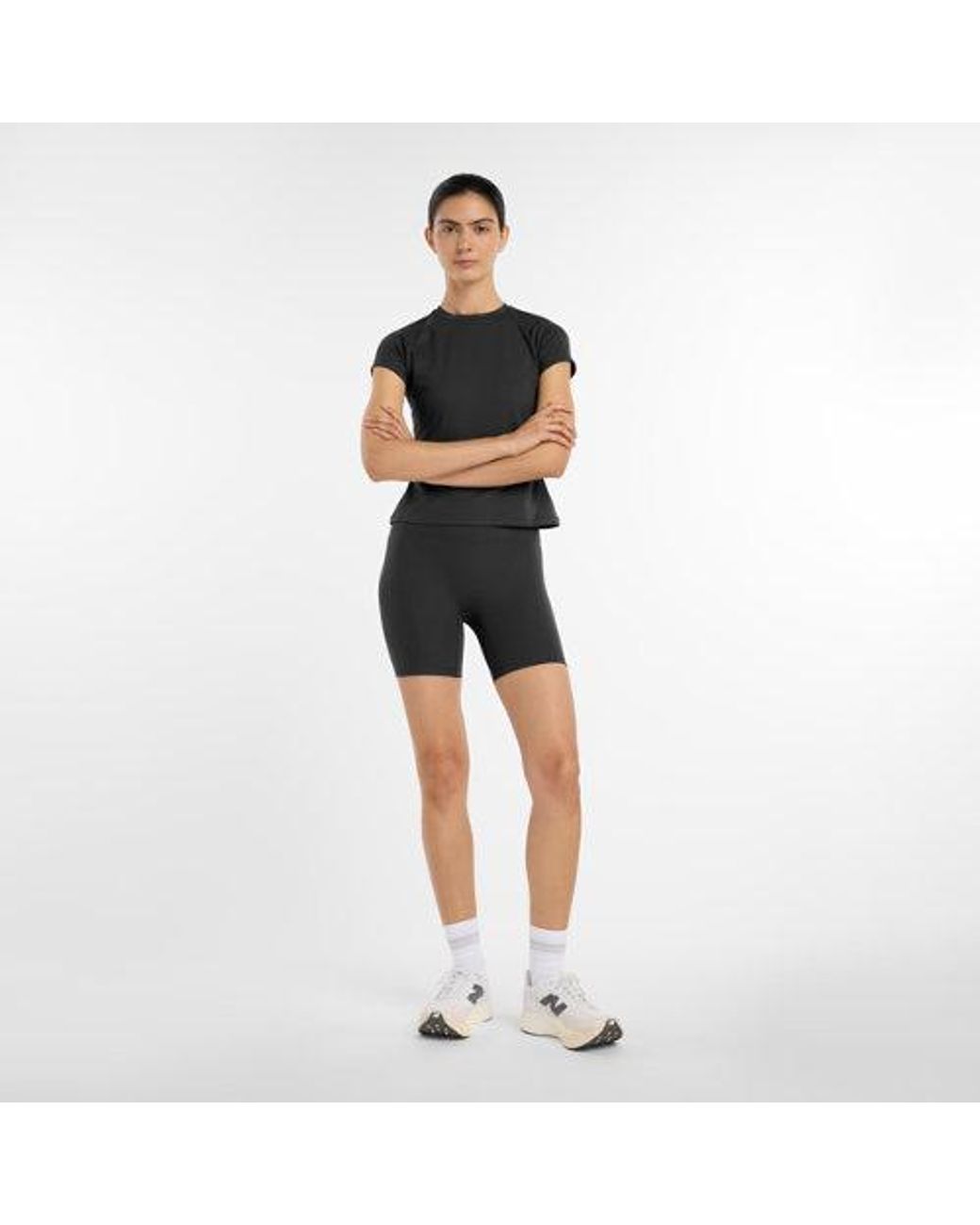 New Balance Blue Ribbed High Rise Short 6"
