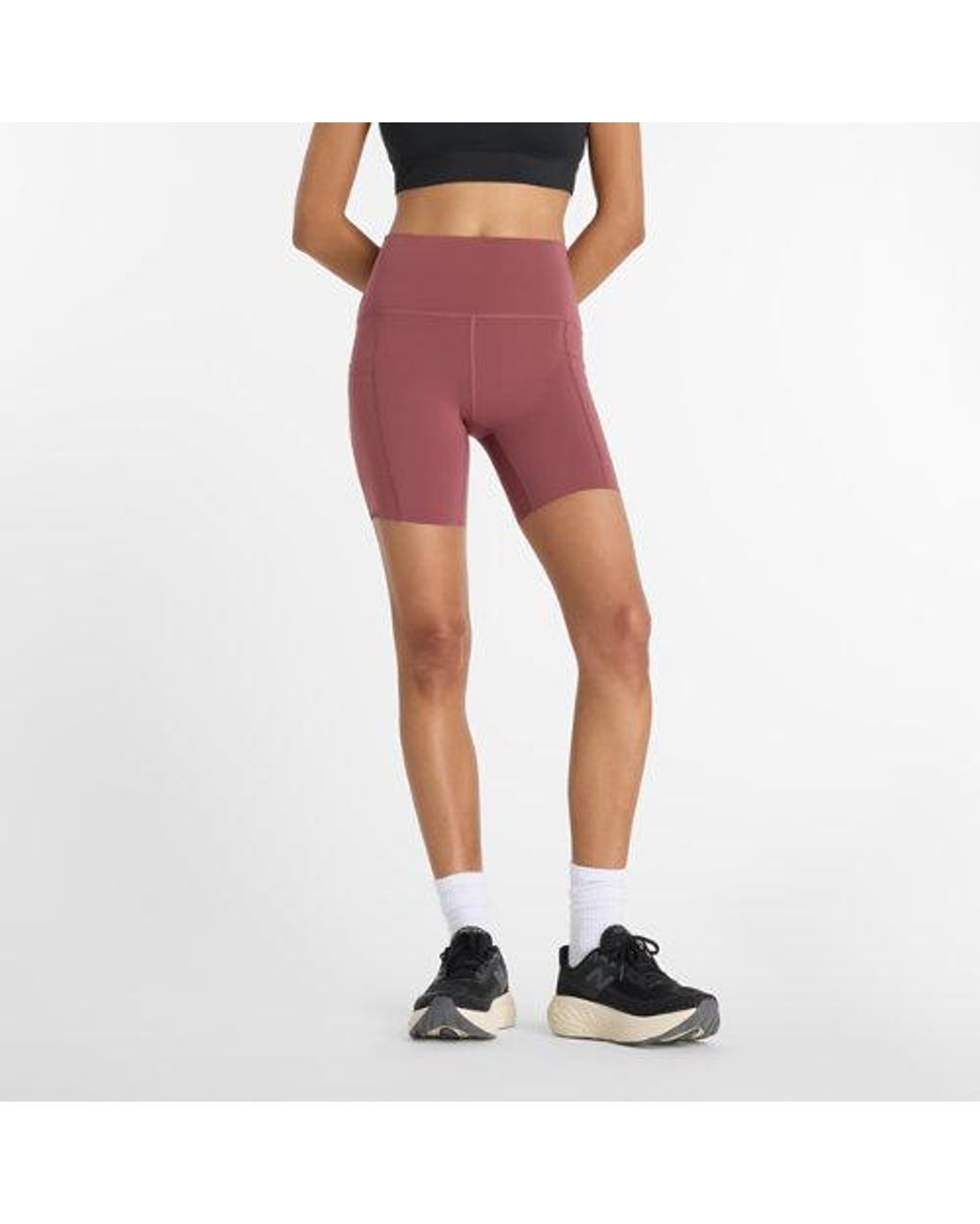 New Balance Red Nb Sleek Pocket High Rise Short 6"