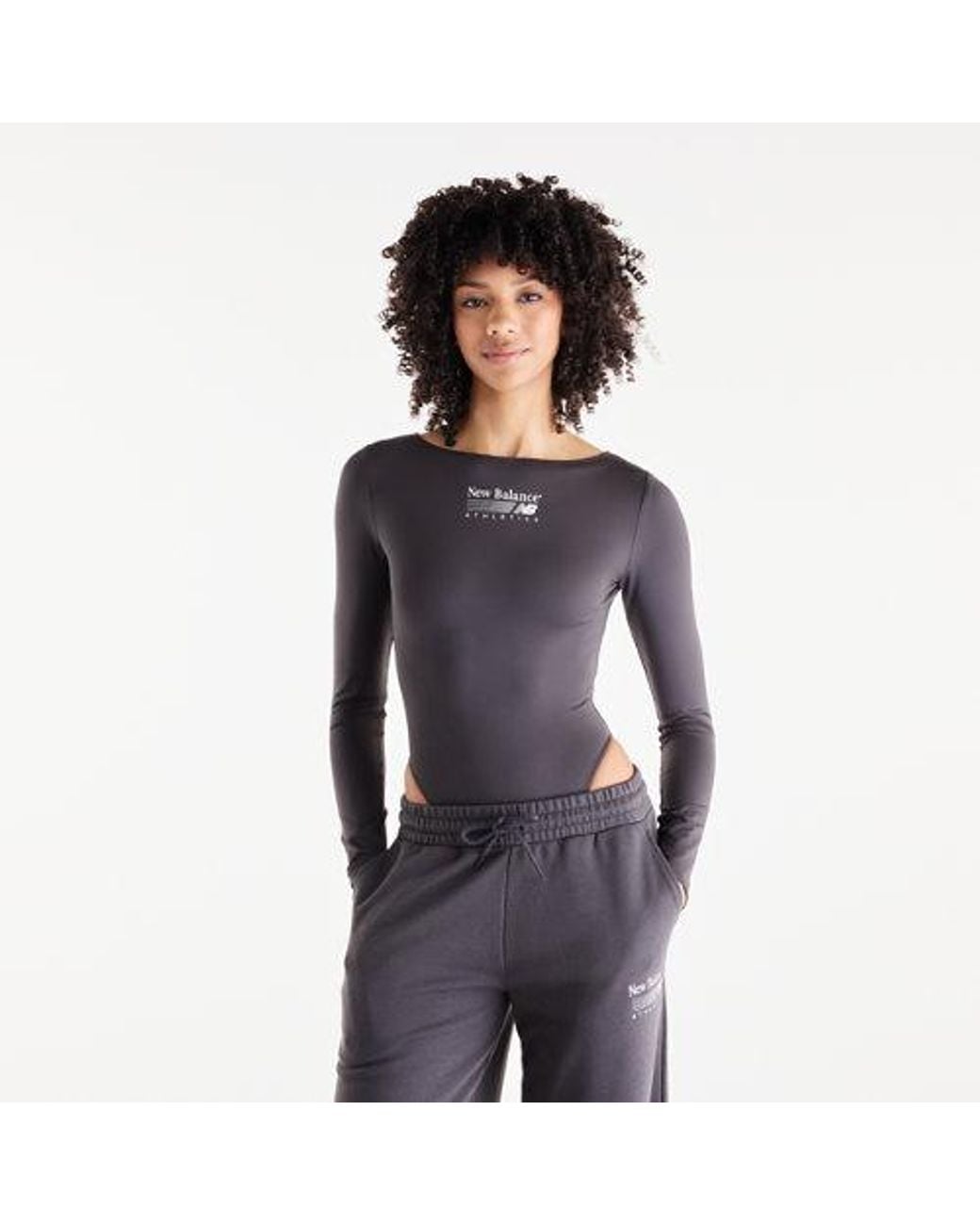 New Balance Gray Trackside Long Sleeve Bodysuit