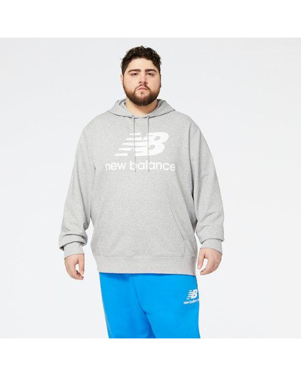 New Balance Nb Essentials Stacked Logo Po Hoodie in Grey for Men Lyst UK