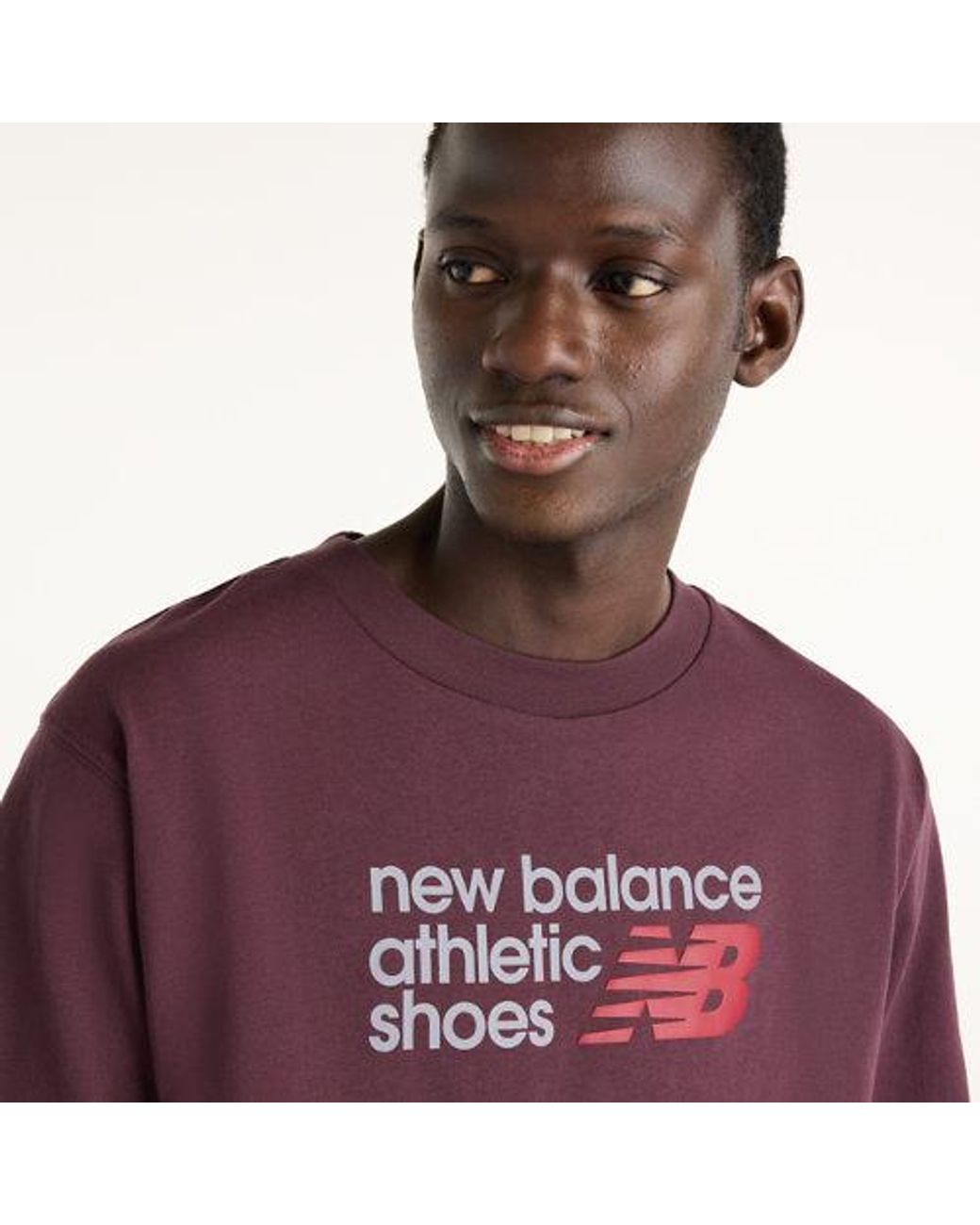New Balance Purple Athletics Premium Relaxed Chest Logo T-Shirt for men