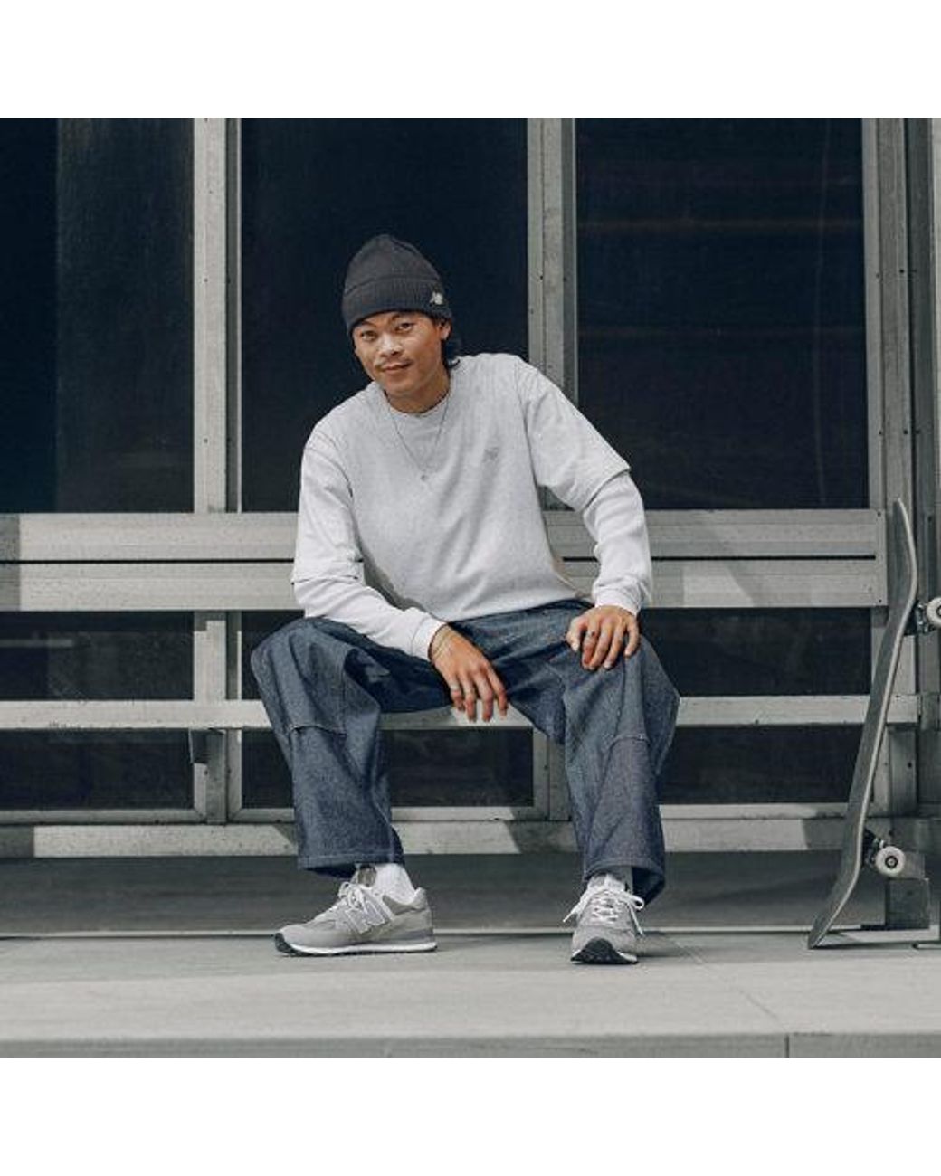 New Balance White Athletics Cotton T-shirt In Grey for men