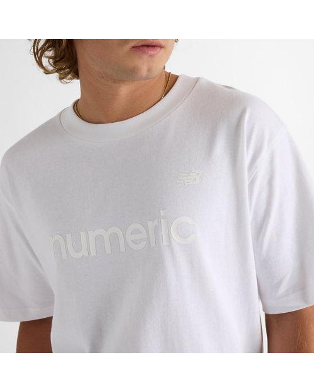 New Balance White Numeric Cotton T-Shirt for men