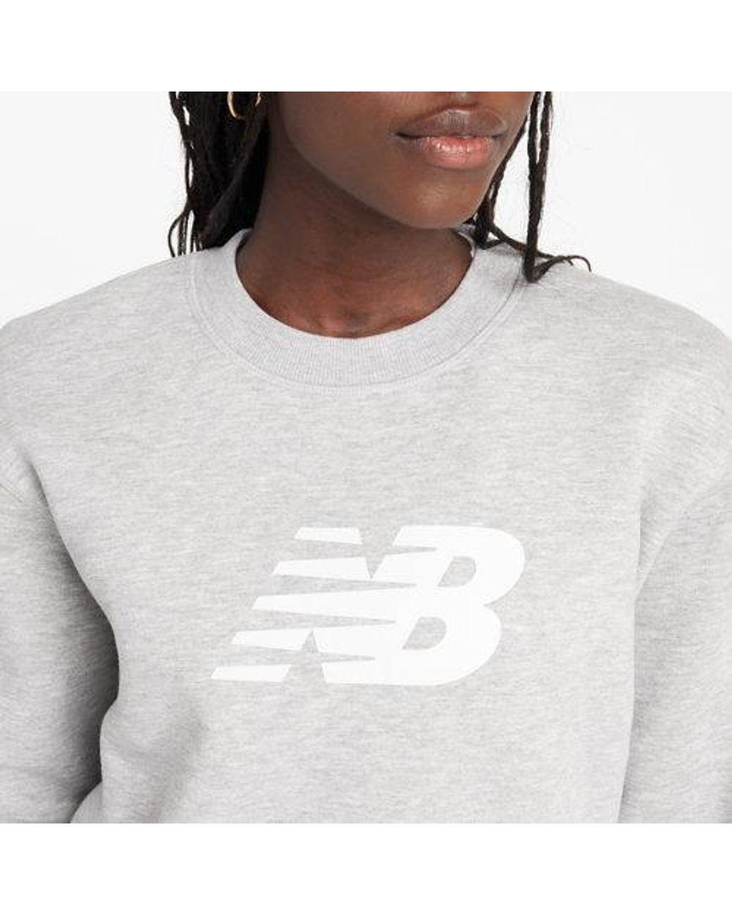 New Balance Gray Sport Fleece Logo Crew