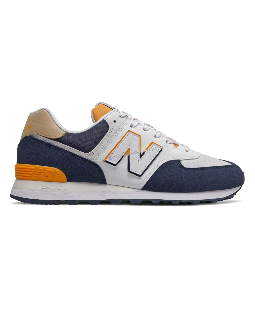 New Balance 574 Running Classics Shoes in Navy/Yellow (Blue) for Men - Lyst