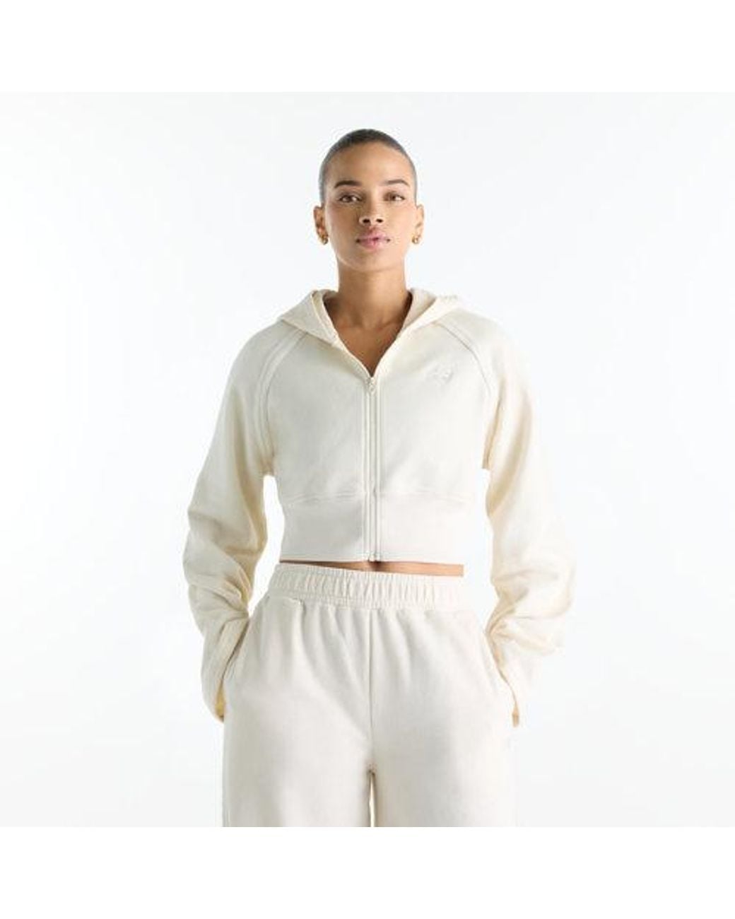 New Balance White Brushed Coastal Fleece Full Zip