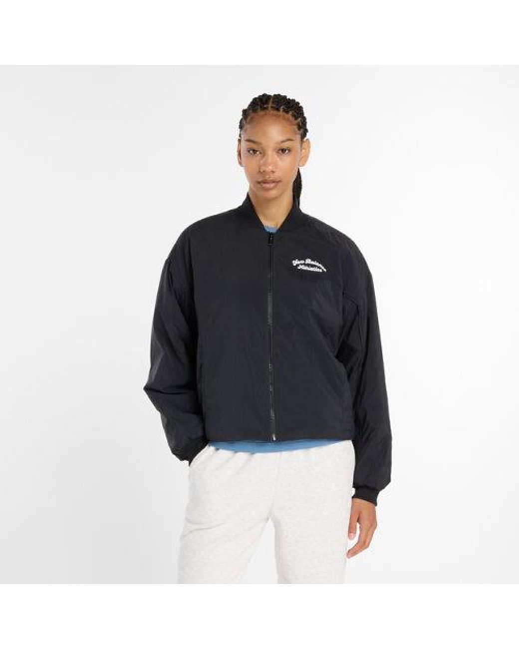 New Balance Black Linear Heritage Woven Bomber Jacket