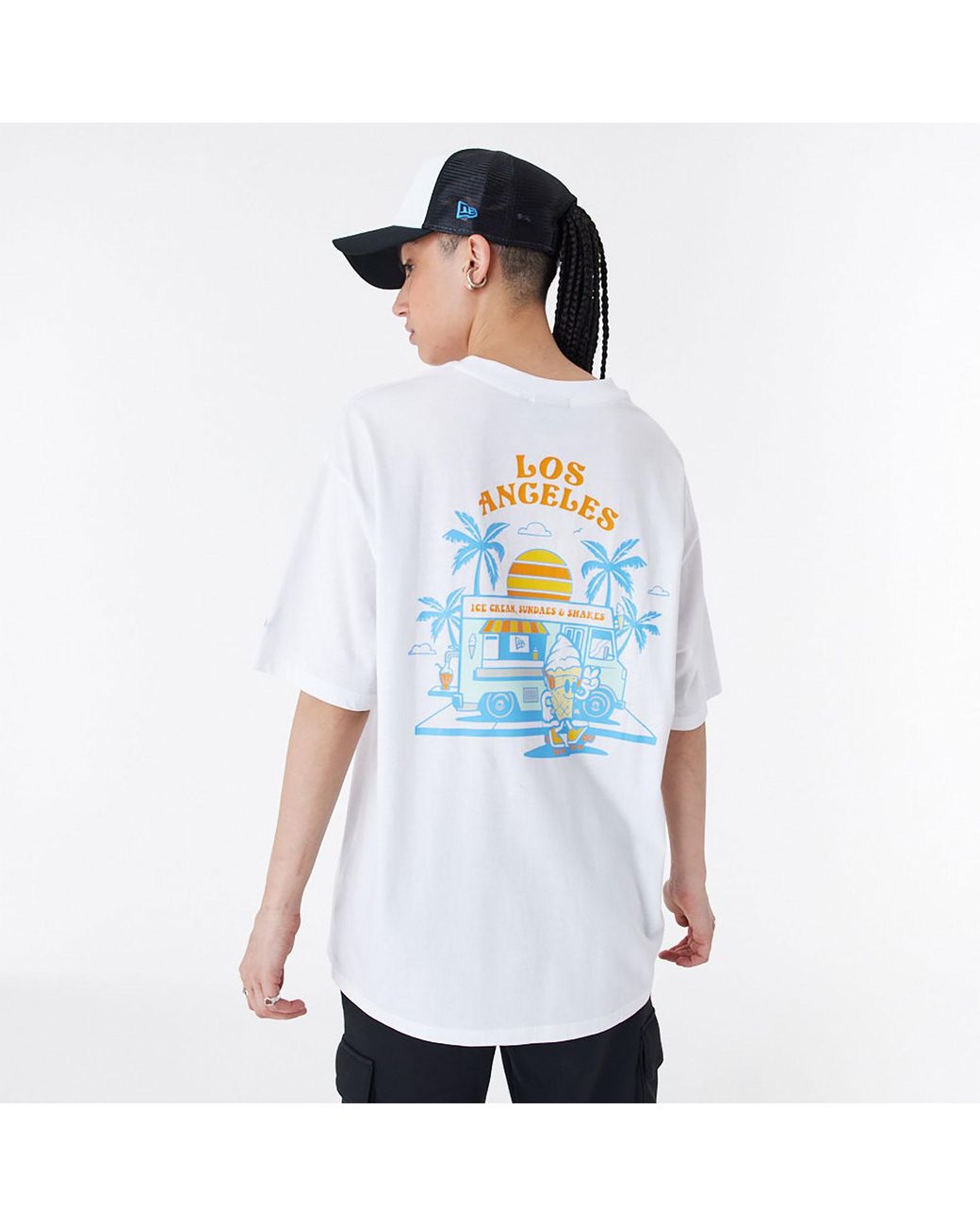 LA Dodgers MLB Ice Cream Graphic Blue Oversized T-Shirt