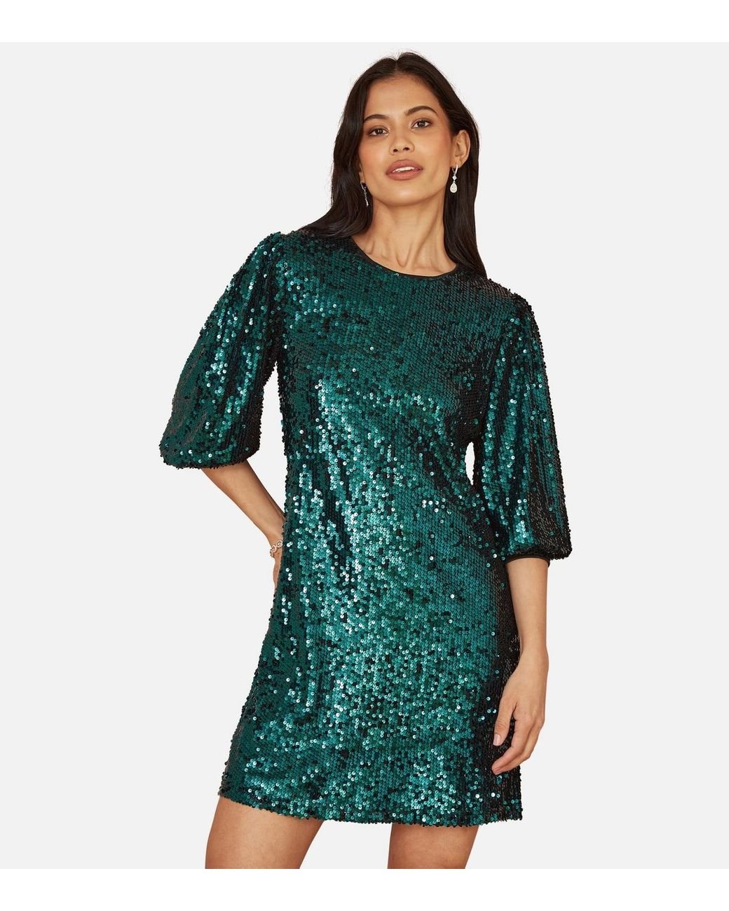 Yumi Sequin Tunic Dress New Look in Green Lyst UK