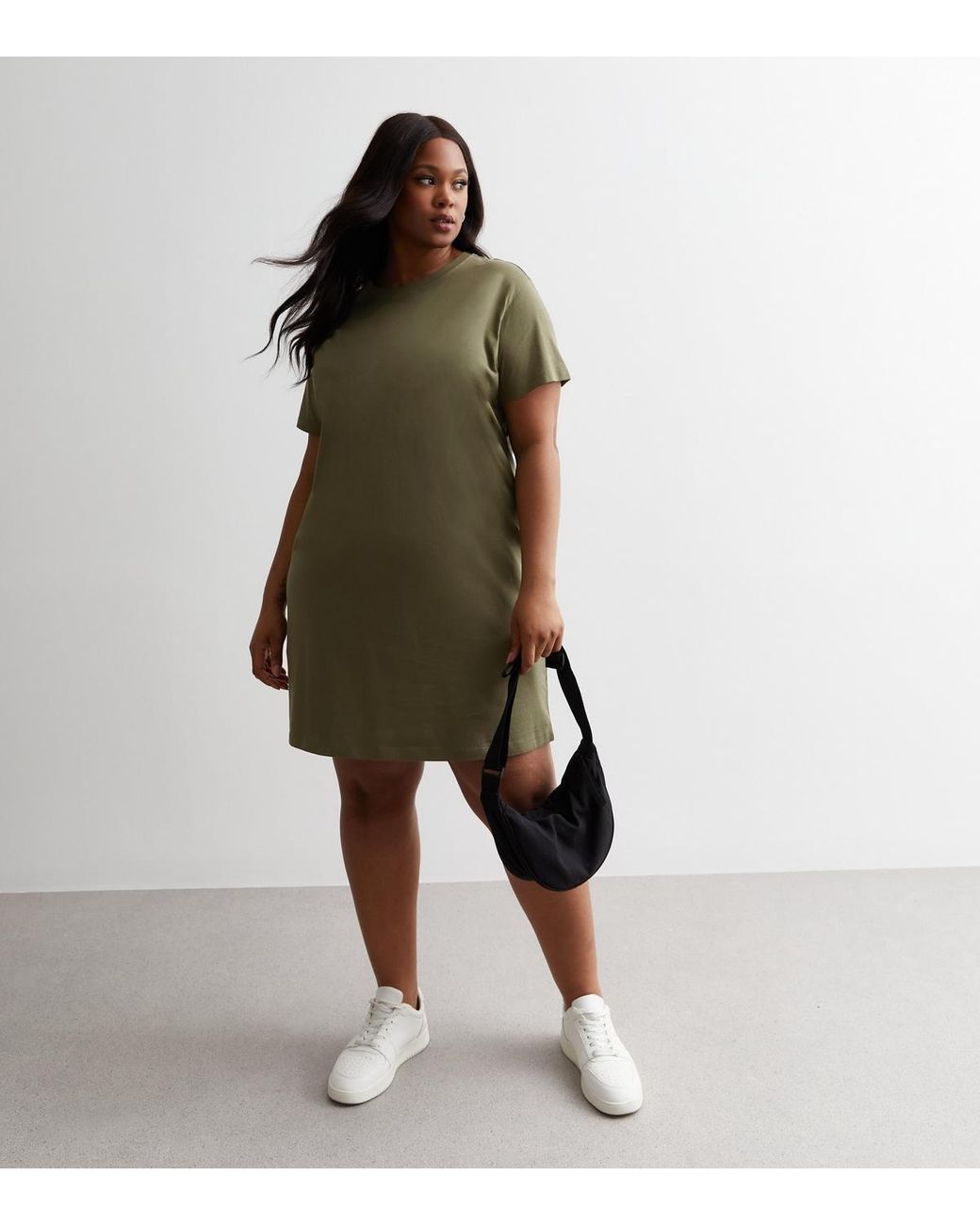 New Look Plus Size Cotton Mini T Shirt Dress Curves in Green Lyst UK