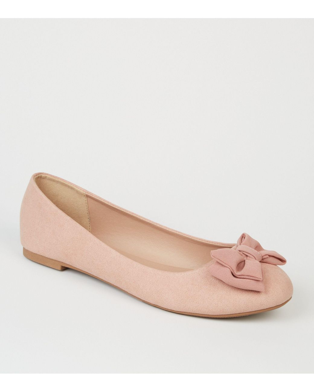 New Look Chiffon Wide Fit Pink Suedette Bow Ballet Pumps - Lyst