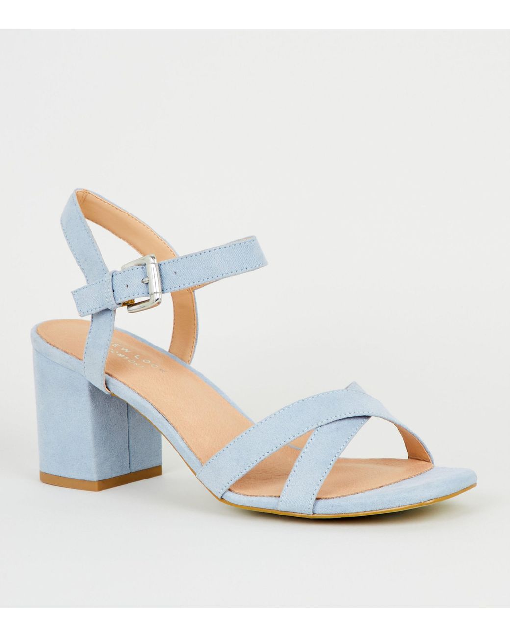 New Look Pale Blue Comfort Flex Low Block Heel Sandals | Lyst UK