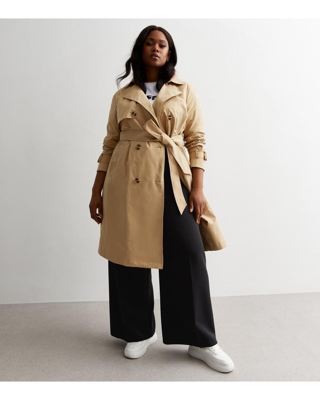 New Look Plus Size Belted Formal Trench Coat Curves in White Lyst UK
