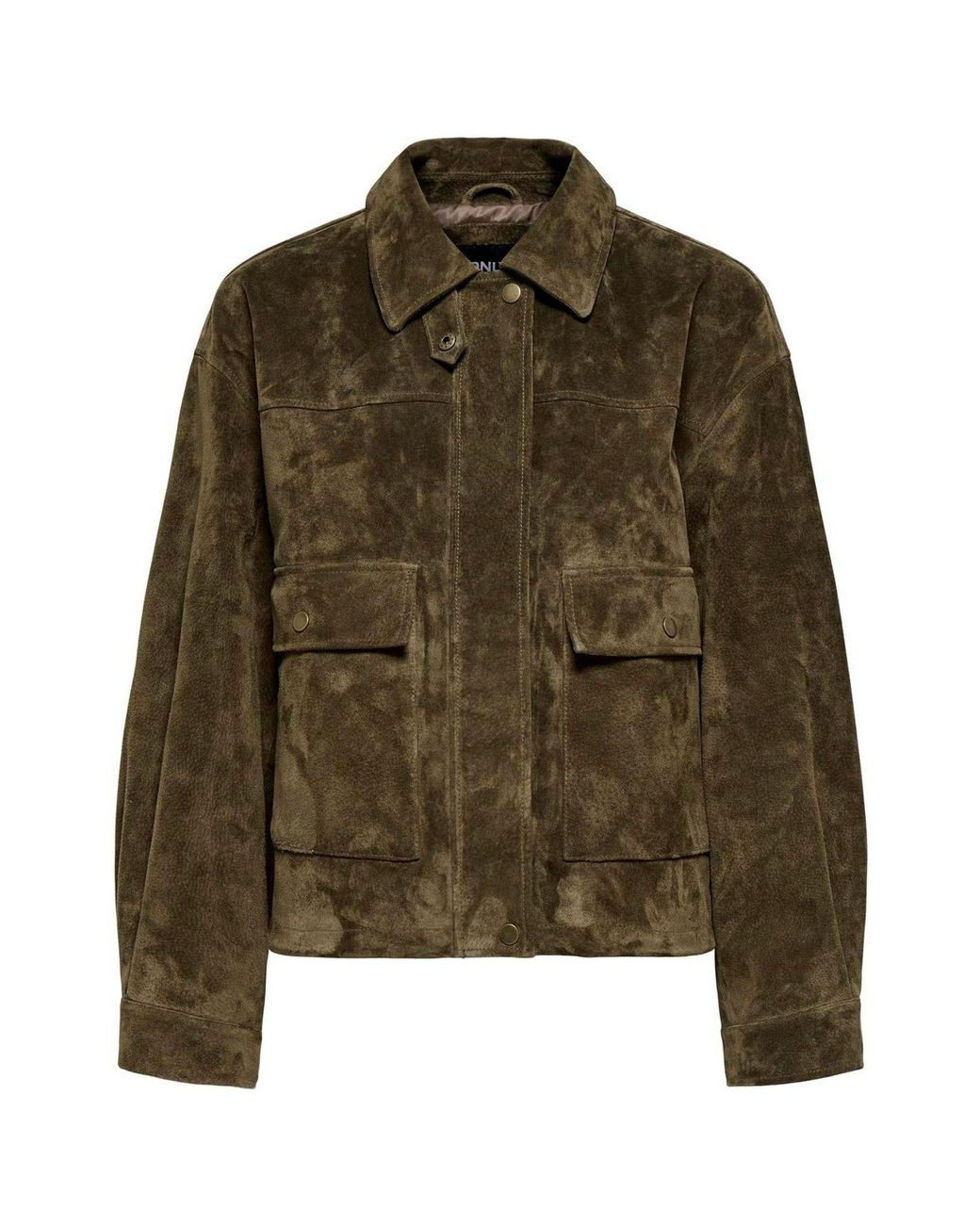 ONLY Green Funnel Neck Suede Jacket