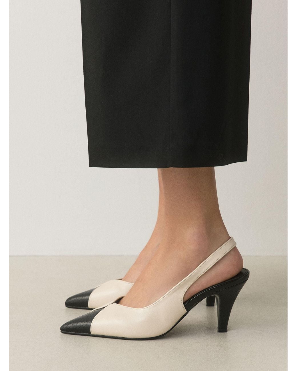 Next Natural Bone Forever Comfort Point Toe Spliced Slingback Heels
