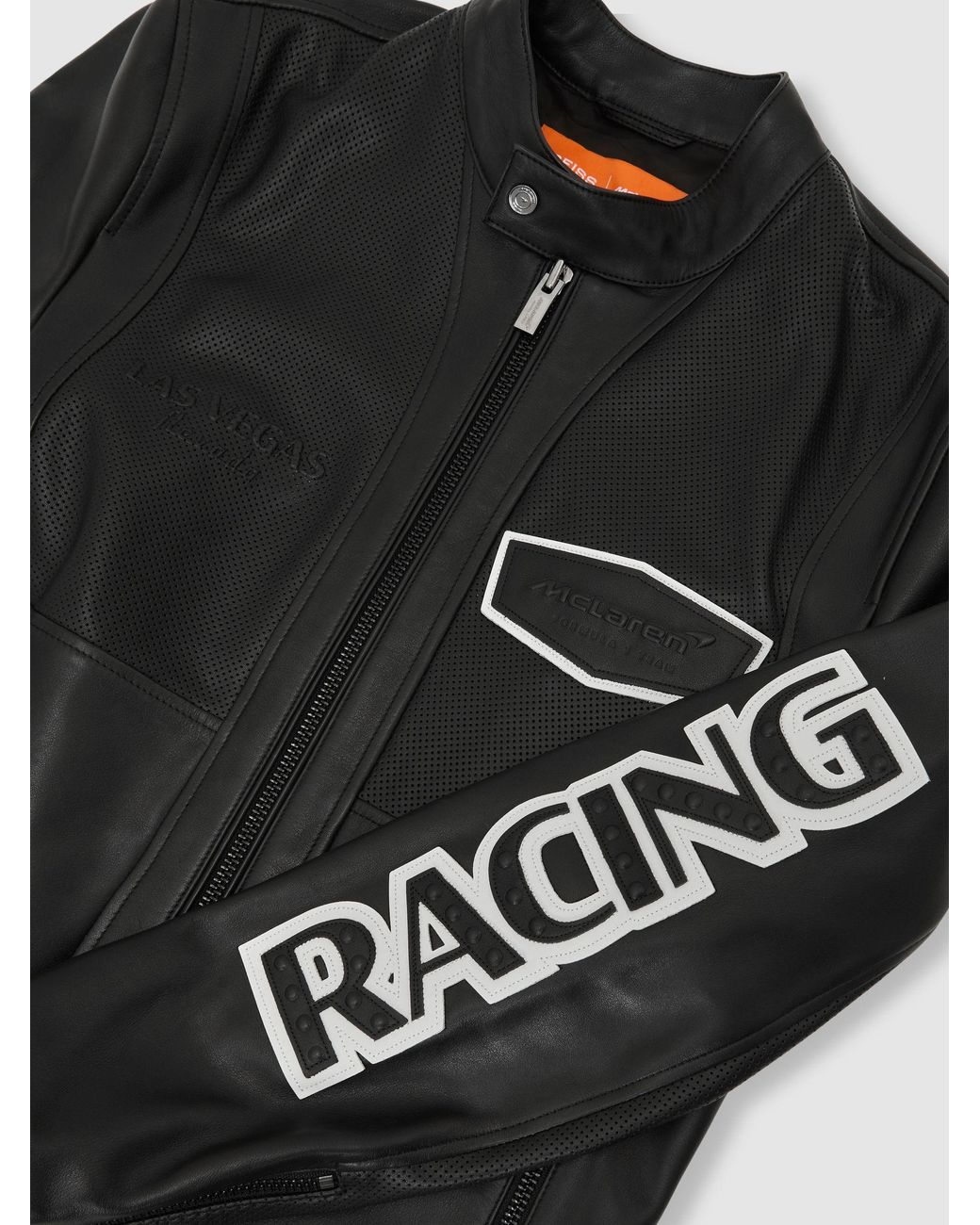 Reiss Black Mclaren Phantom Mclaren F1 Team Las Vegas Biker Jacket for men