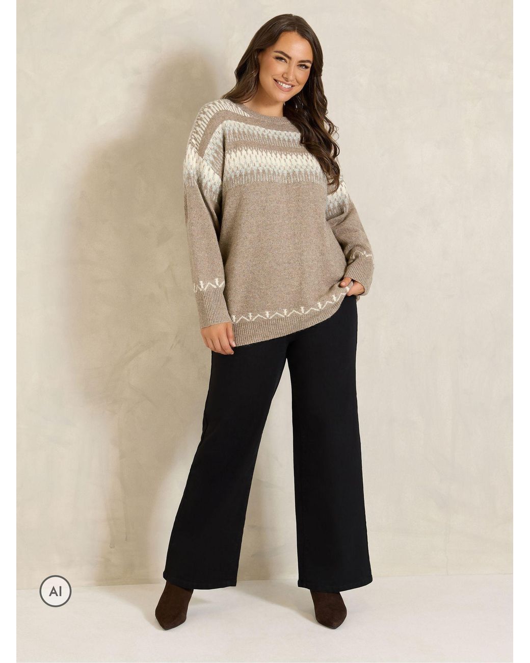 Evans Natural Fairisle Jumper