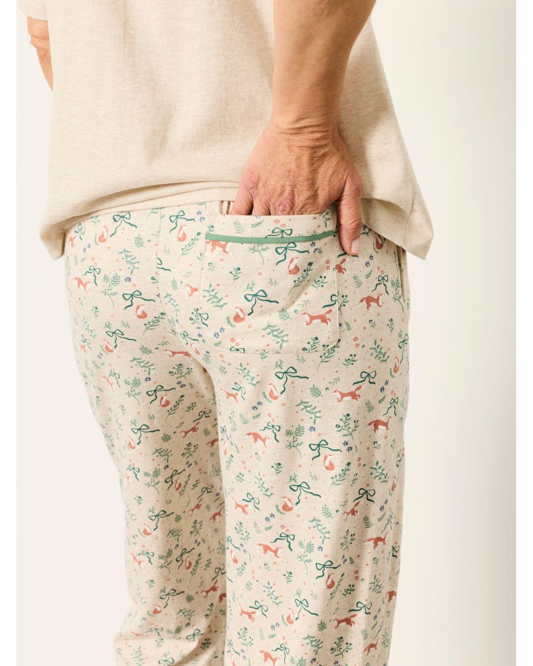 FatFace Natural Fox Print Cuffed Pyjama Bottoms